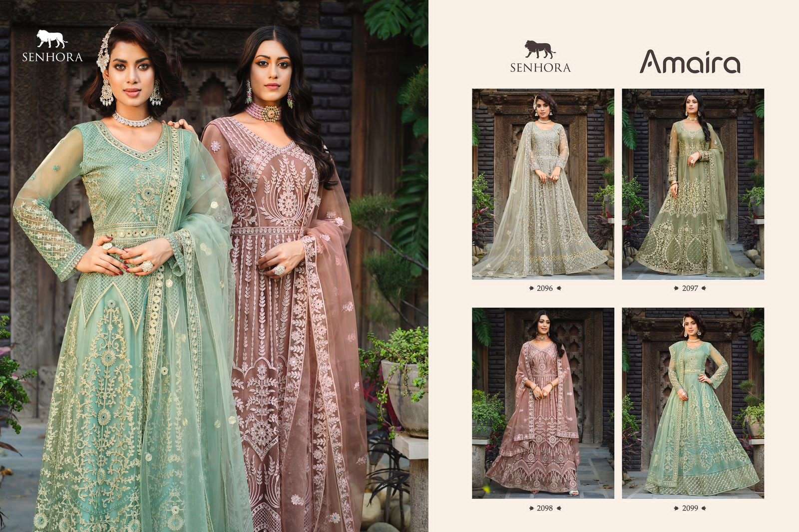 Amaira By Senhora Dresses 2096 To 2099 Series Beautiful Anarkali Suits Colorful Stylish Fancy Casual Wear & Ethnic Wear Pure Net Dresses At Wholesale Price