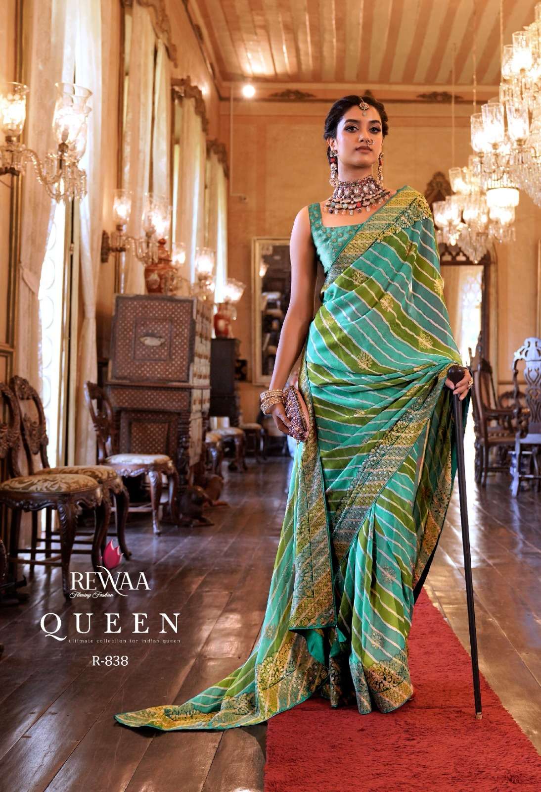 Queen By Rewaa 837 To 848 Series Indian Traditional Wear Collection Beautiful Stylish Fancy Colorful Party Wear & Occasional Wear Georgette Sarees At Wholesale Price