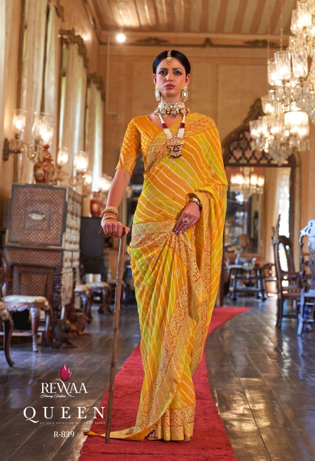 Queen By Rewaa 837 To 848 Series Indian Traditional Wear Collection Beautiful Stylish Fancy Colorful Party Wear & Occasional Wear Georgette Sarees At Wholesale Price