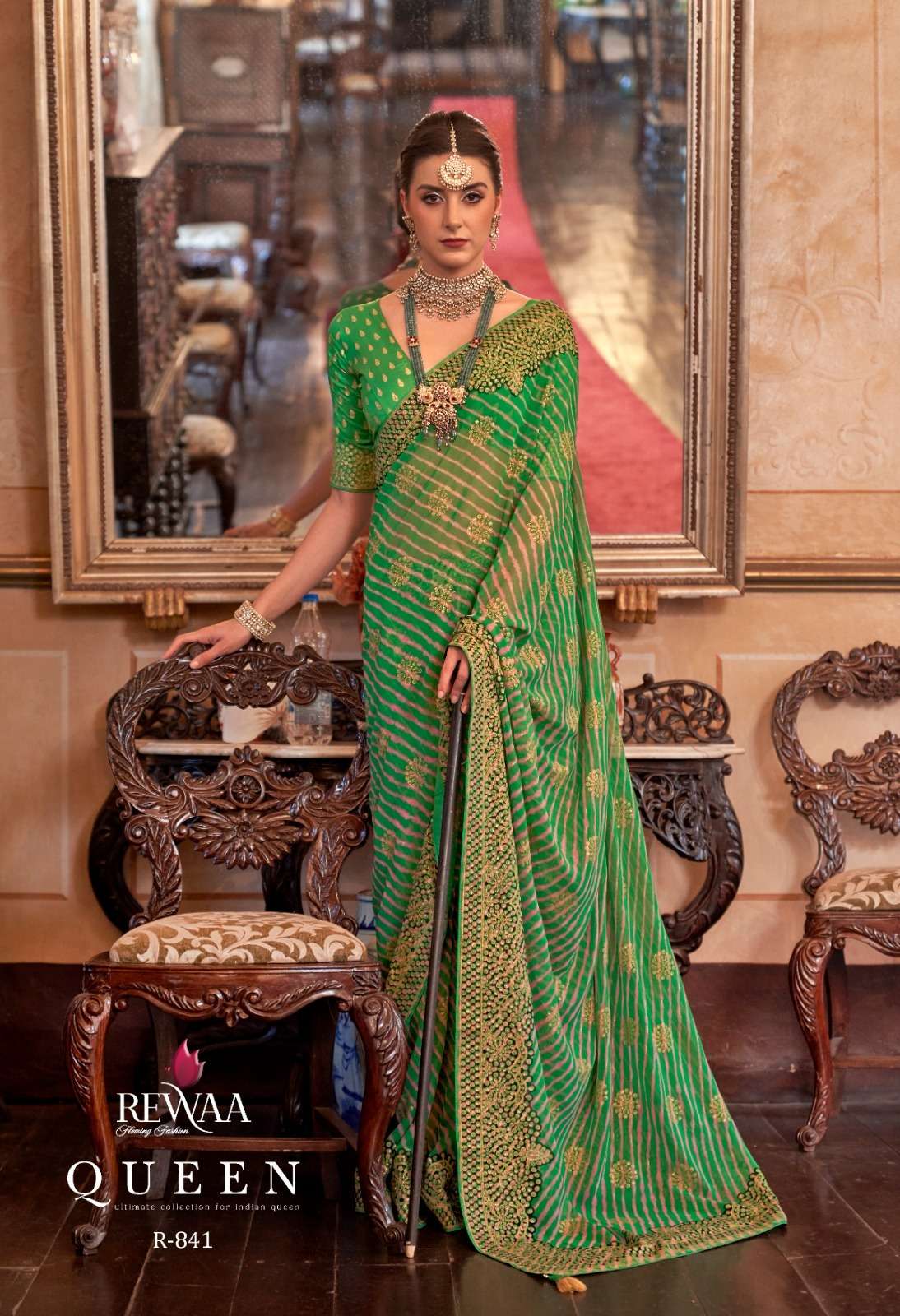 Queen By Rewaa 837 To 848 Series Indian Traditional Wear Collection Beautiful Stylish Fancy Colorful Party Wear & Occasional Wear Georgette Sarees At Wholesale Price