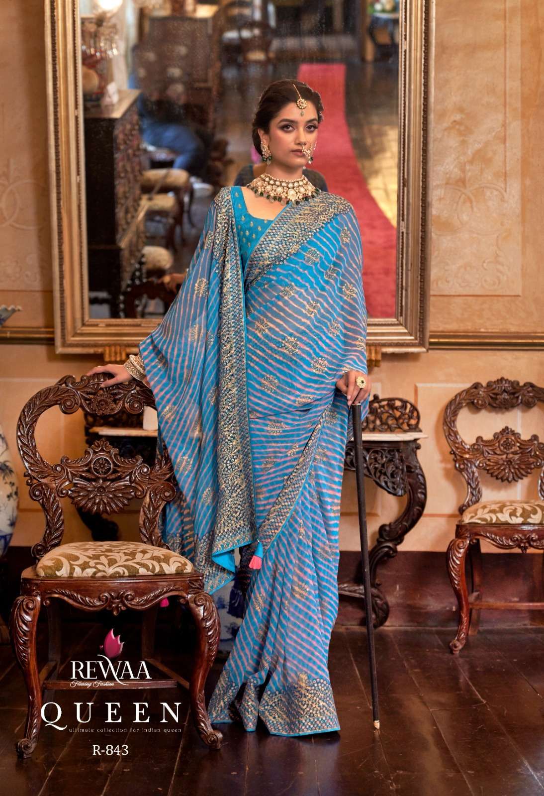 Queen By Rewaa 837 To 848 Series Indian Traditional Wear Collection Beautiful Stylish Fancy Colorful Party Wear & Occasional Wear Georgette Sarees At Wholesale Price