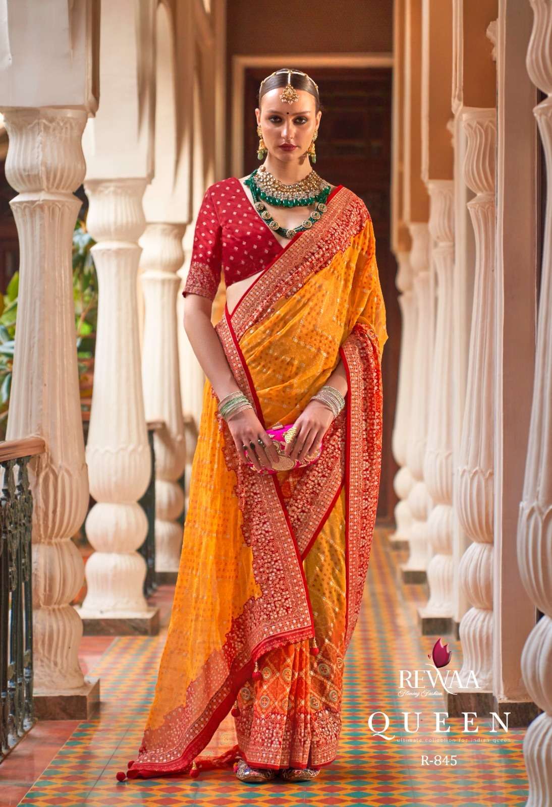 Queen By Rewaa 837 To 848 Series Indian Traditional Wear Collection Beautiful Stylish Fancy Colorful Party Wear & Occasional Wear Georgette Sarees At Wholesale Price