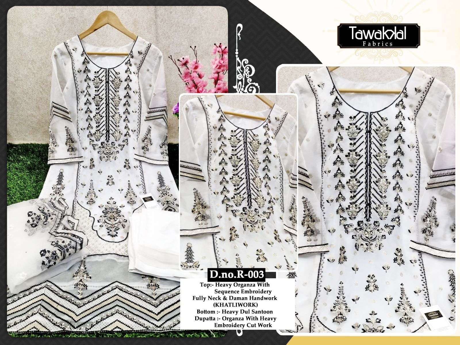 Tawakkal Fab Hit Design 003 By Tawakkal Fab Beautiful Pakistani Suits Colorful Stylish Fancy Casual Wear & Ethnic Wear Organza Embroidered Dresses At Wholesale Price