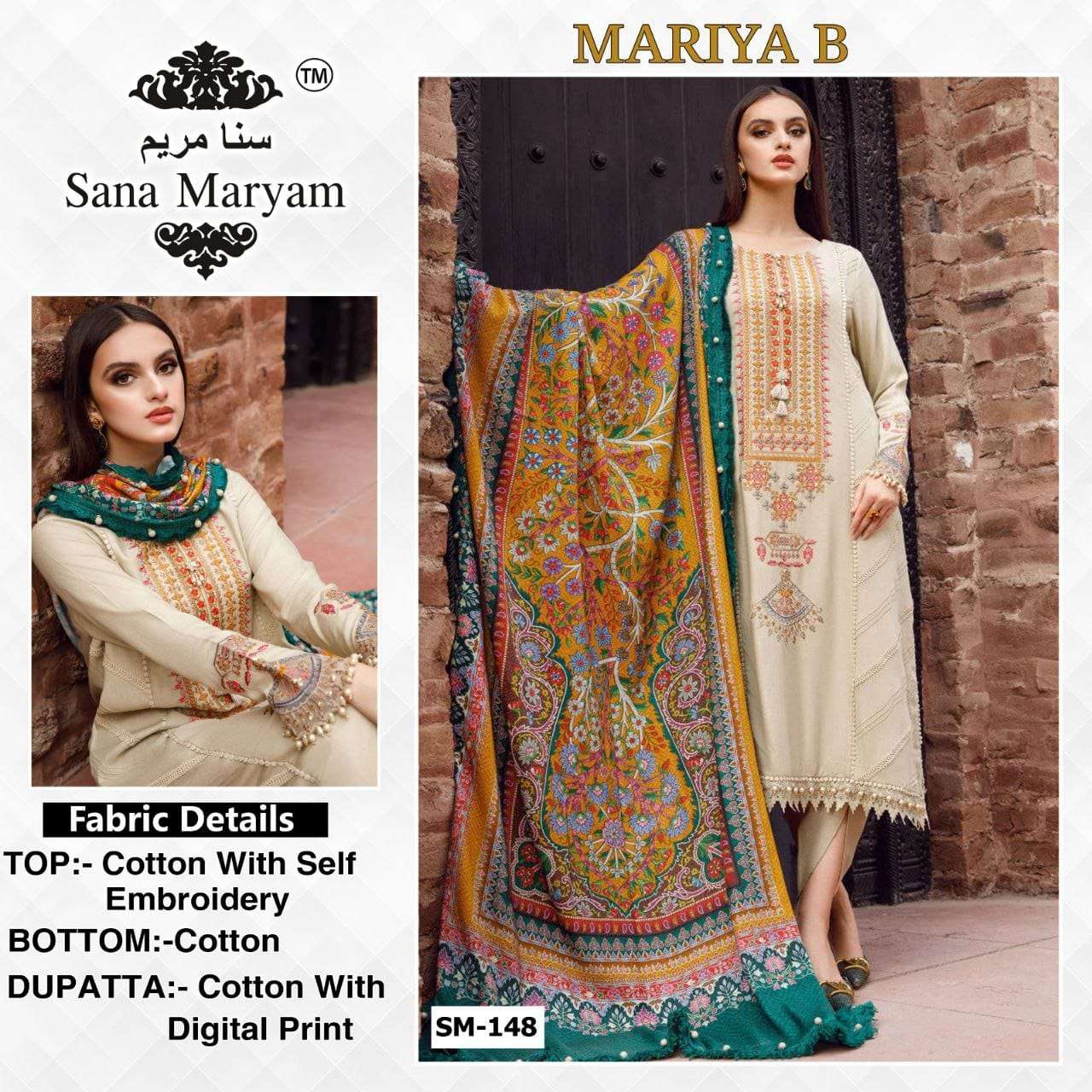 Mariya B By Sana Maryam 148 To 148-B Series Beautiful Pakistani Suits Colorful Stylish Fancy Casual Wear & Ethnic Wear Cotton Embroidered Dresses At Wholesale Price