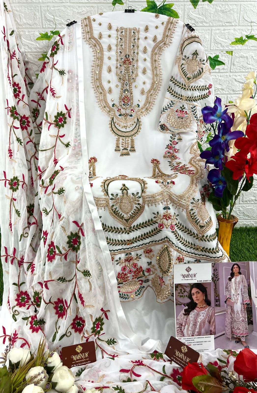 Mahnur Vol-23 By Mahnur Fashion 23001-A To 23001-D Series Designer Festive Pakistani Suits Collection Beautiful Stylish Fancy Colorful Party Wear & Occasional Wear Faux Georgette Embroidered Dresses At Wholesale Price