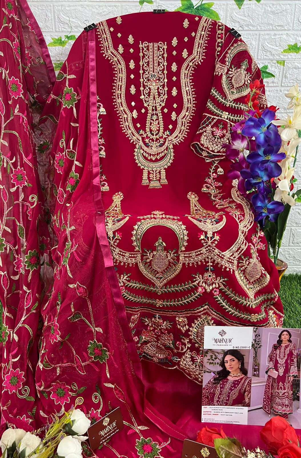 Mahnur Vol-23 By Mahnur Fashion 23001-A To 23001-D Series Designer Festive Pakistani Suits Collection Beautiful Stylish Fancy Colorful Party Wear & Occasional Wear Faux Georgette Embroidered Dresses At Wholesale Price