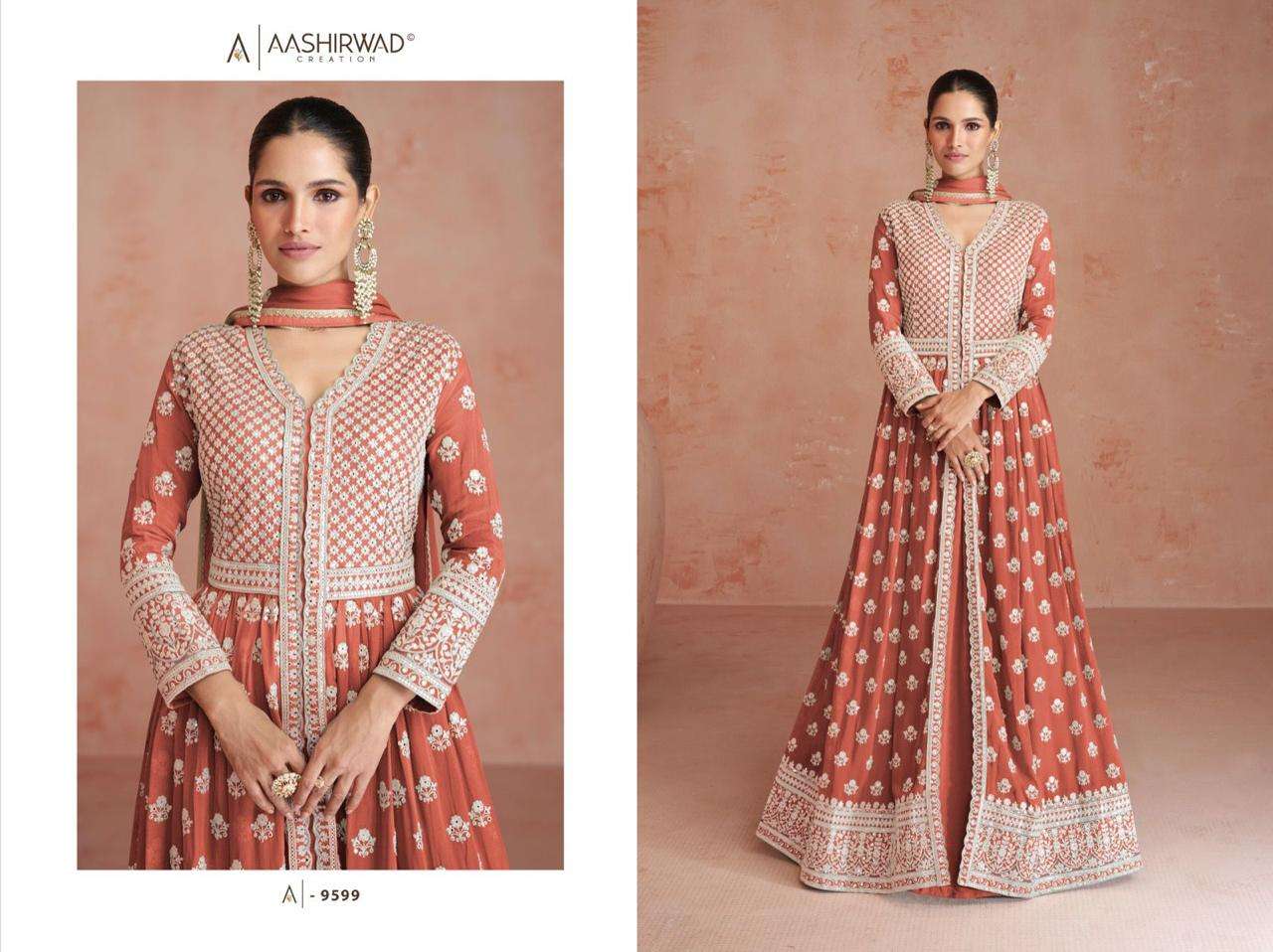 Orchid By Aashirwad Creation 9597 To 9601 Series Designer Festive Suits Beautiful Fancy Colorful Stylish Party Wear & Occasional Wear Georgette Dresses At Wholesale Price