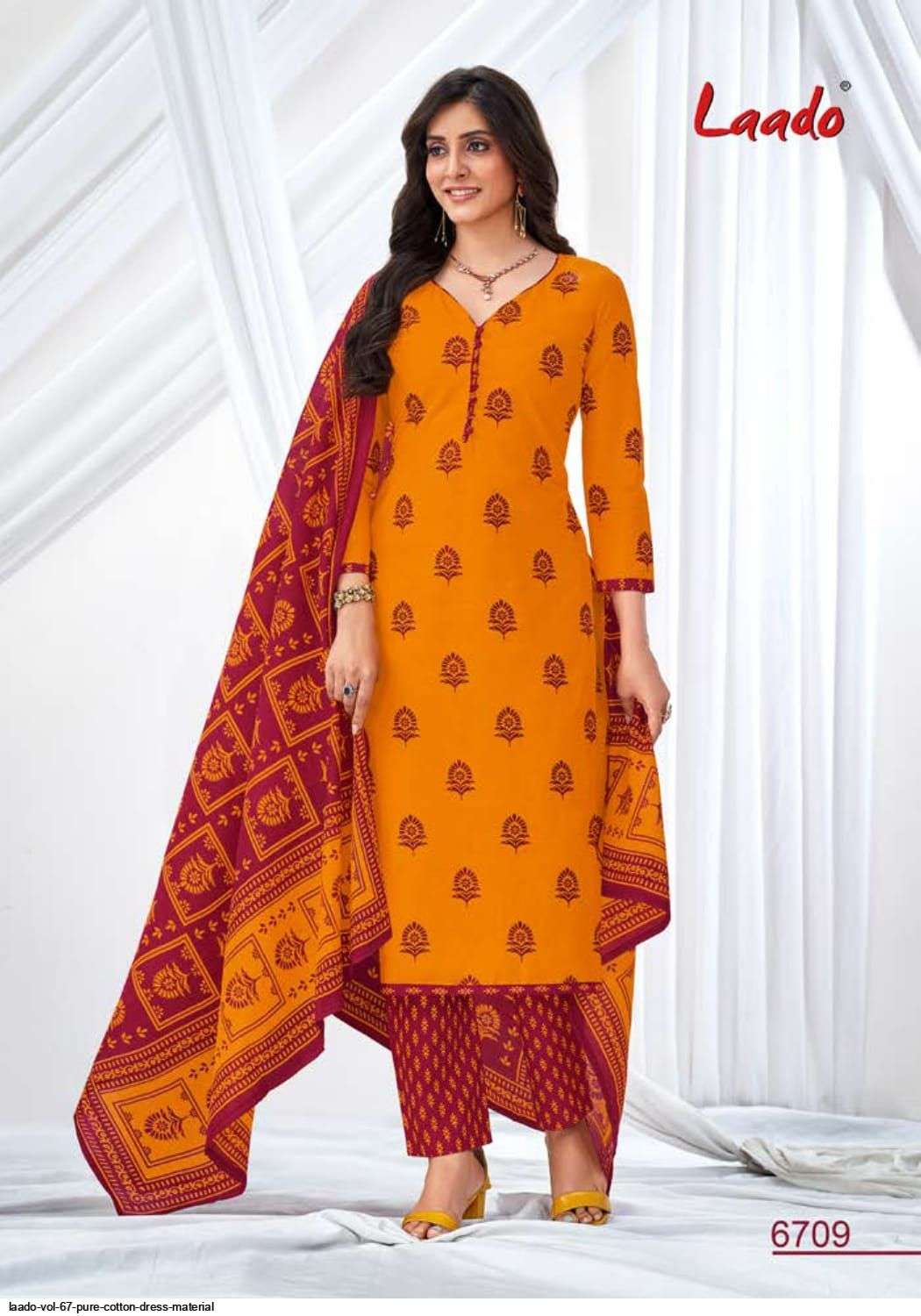 Laado Vol-67 By Laado 6701 To 6720 Series Beautiful Suits Colorful Stylish Fancy Casual Wear & Ethnic Wear Pure Cotton Dresses At Wholesale Price