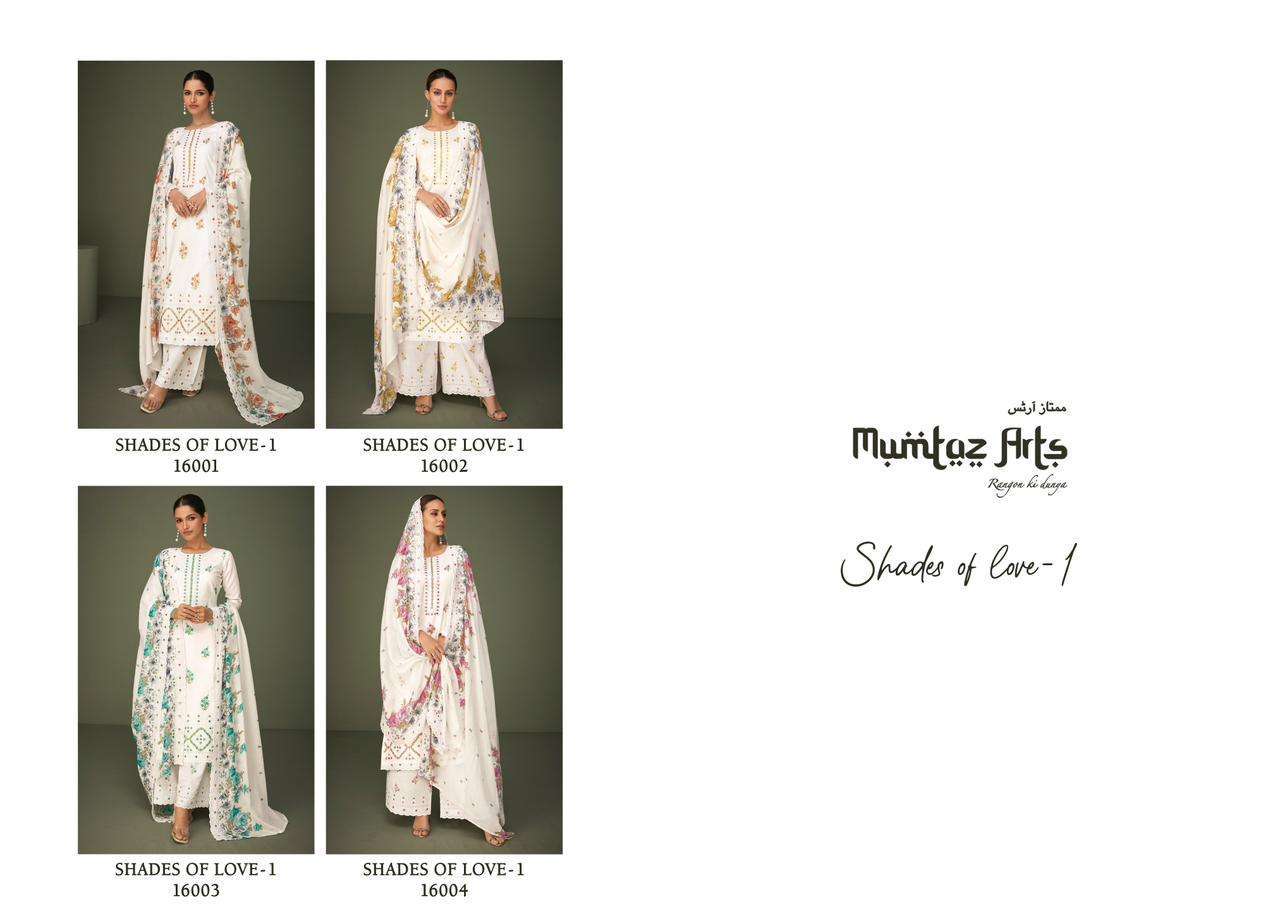 Shades Of Love Vol-1 By Mumtaz Arts 16001 To 16004 Series Beautiful Suits Colorful Stylish Fancy Casual Wear Pure Lawn Dresses At Wholesale Price