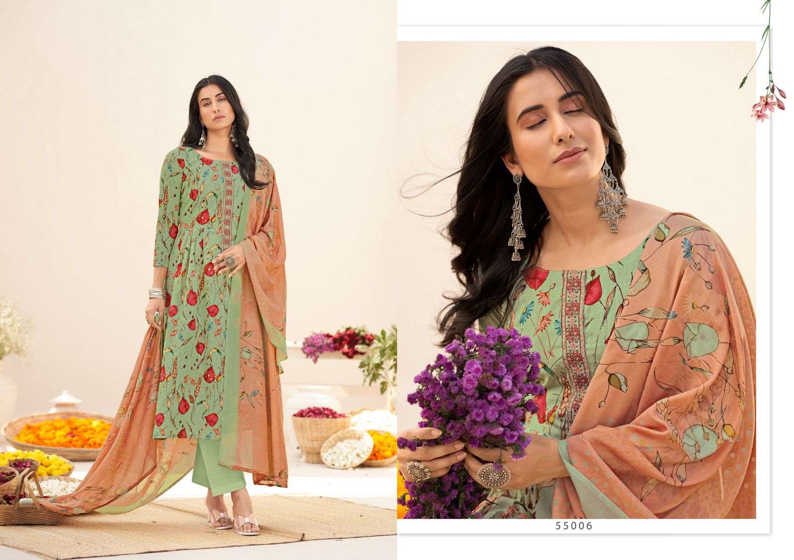 Aroma By Masakali 55001 To 55008 Series Designer Sharara Suits Collection Beautiful Stylish Fancy Colorful Party Wear & Occasional Wear Pure Cambric Cotton Digital Print With Embroidered Dresses At Wholesale Price