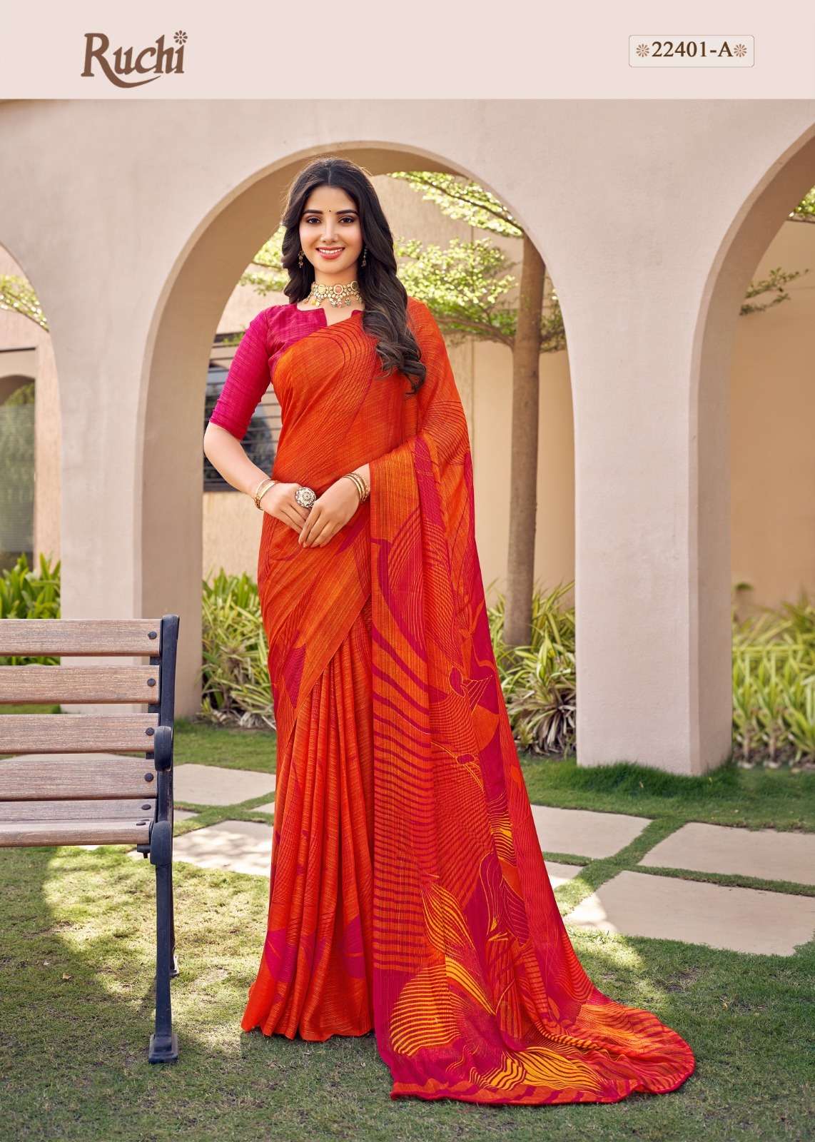 Satrangi By Ruchi Sarees 22401-A To 22406-B Series Indian Traditional Wear Collection Beautiful Stylish Fancy Colorful Party Wear & Occasional Wear Crepe Silk Sarees At Wholesale Price