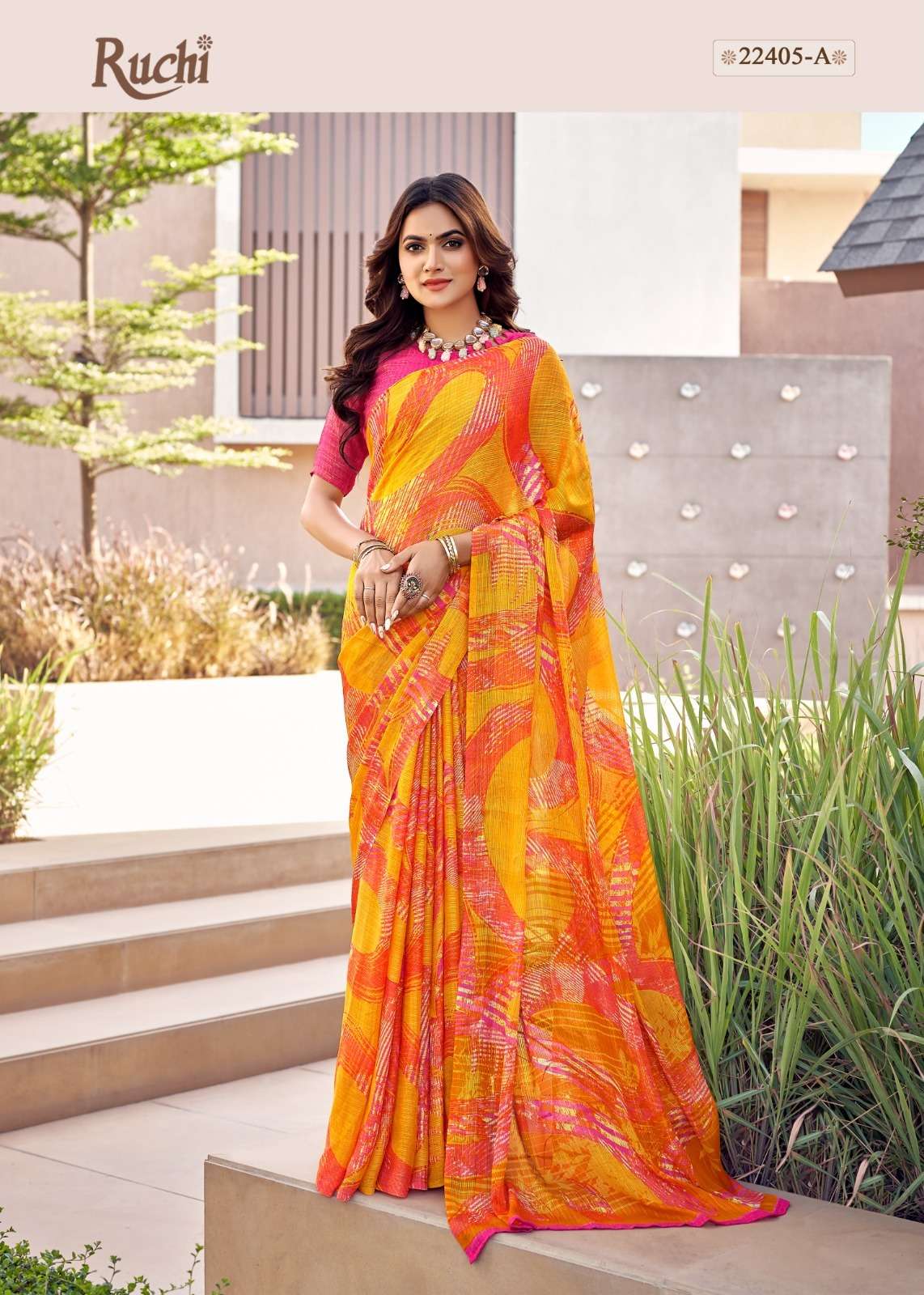 Satrangi By Ruchi Sarees 22401-A To 22406-B Series Indian Traditional Wear Collection Beautiful Stylish Fancy Colorful Party Wear & Occasional Wear Crepe Silk Sarees At Wholesale Price