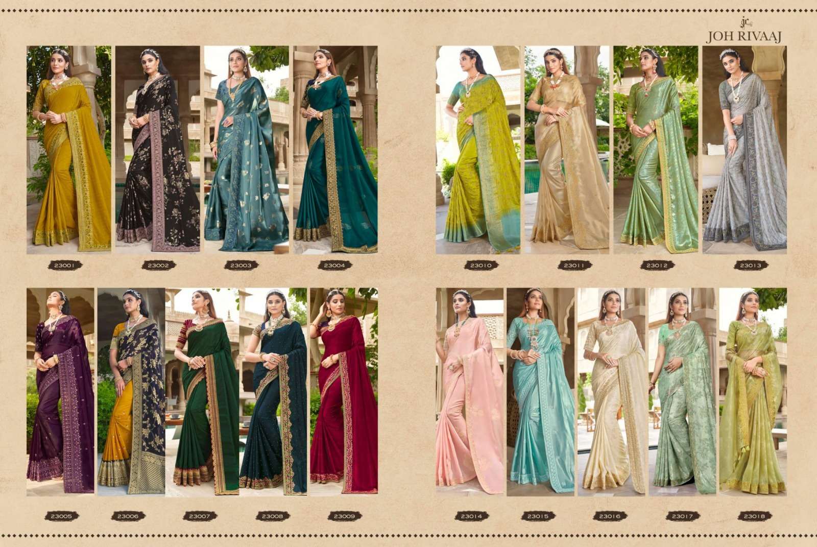 Joshitha By Joh Rivaaj 23001 To 23018 Series Indian Traditional Wear Collection Beautiful Stylish Fancy Colorful Party Wear & Occasional Wear Tissue Silk Sarees At Wholesale Price
