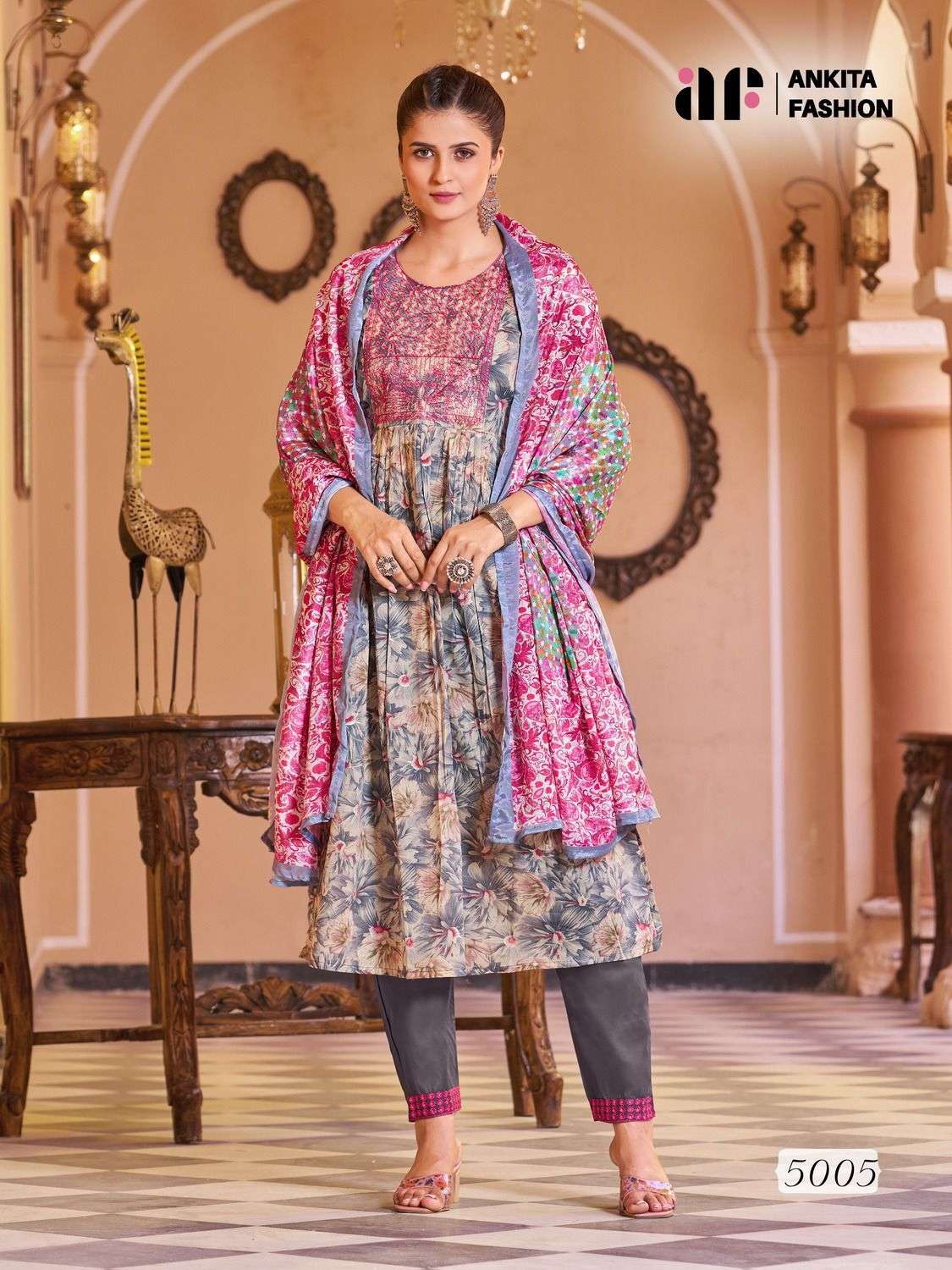 Aneri By Ankita Fashion 5001 To 5006 Series Designer Festive Suits Beautiful Fancy Colorful Stylish Party Wear & Occasional Wear Pure Mal Cotton Dresses At Wholesale Price