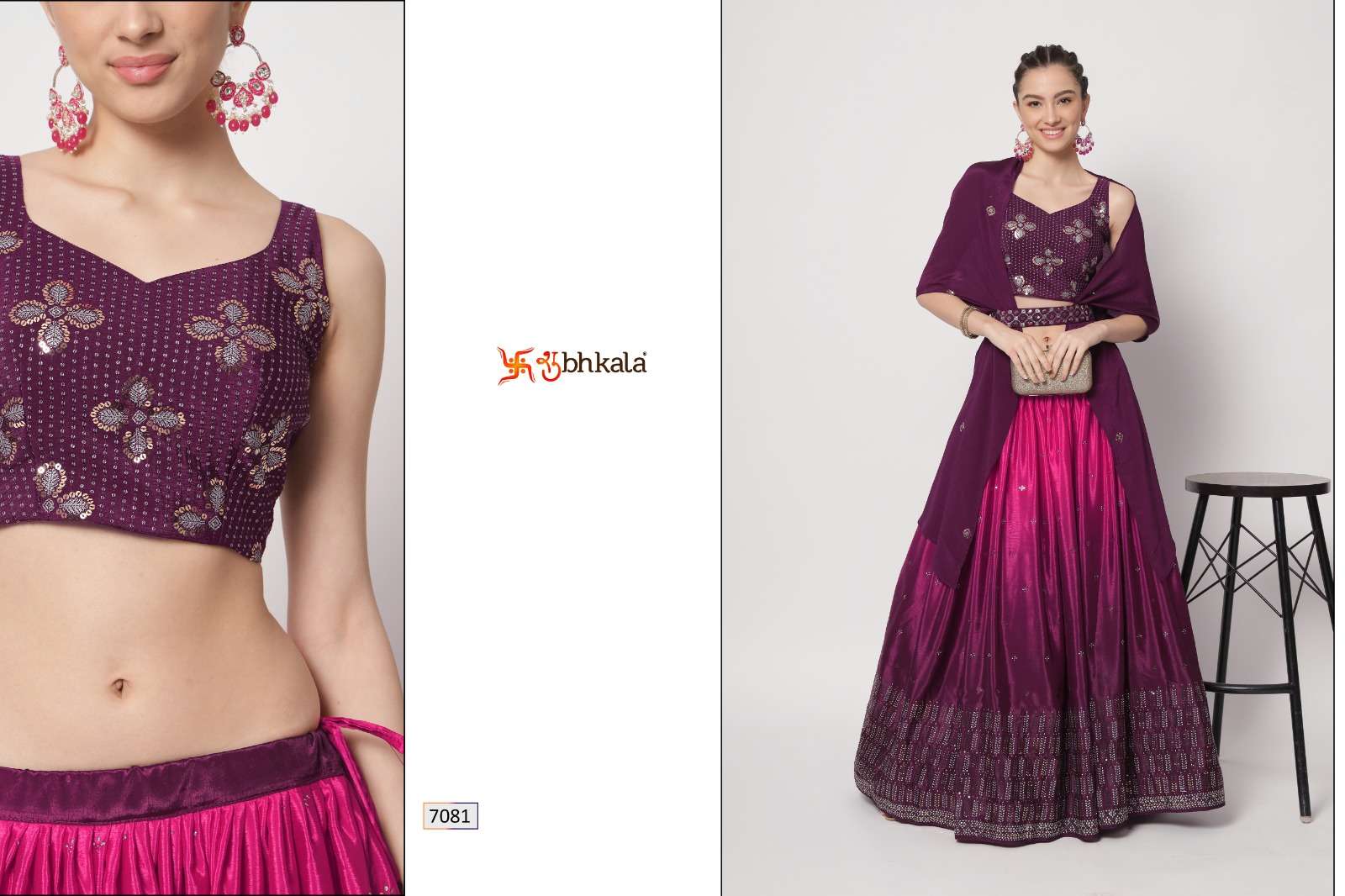 Shubhkala Vol-12 By Shubhkala 7081 To 7089 Series Bridal Wear Collection Beautiful Stylish Colorful Fancy Party Wear & Occasional Wear Chinnon Silk Lehengas At Wholesale Price