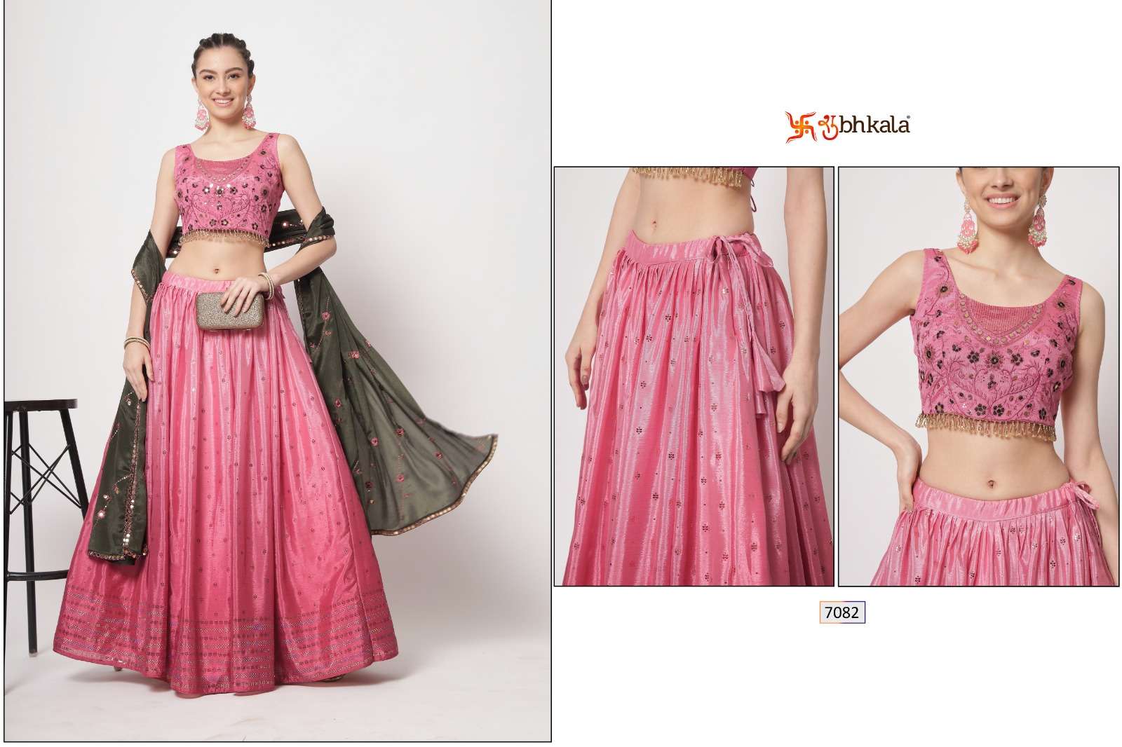 Shubhkala Vol-12 By Shubhkala 7081 To 7089 Series Bridal Wear Collection Beautiful Stylish Colorful Fancy Party Wear & Occasional Wear Chinnon Silk Lehengas At Wholesale Price