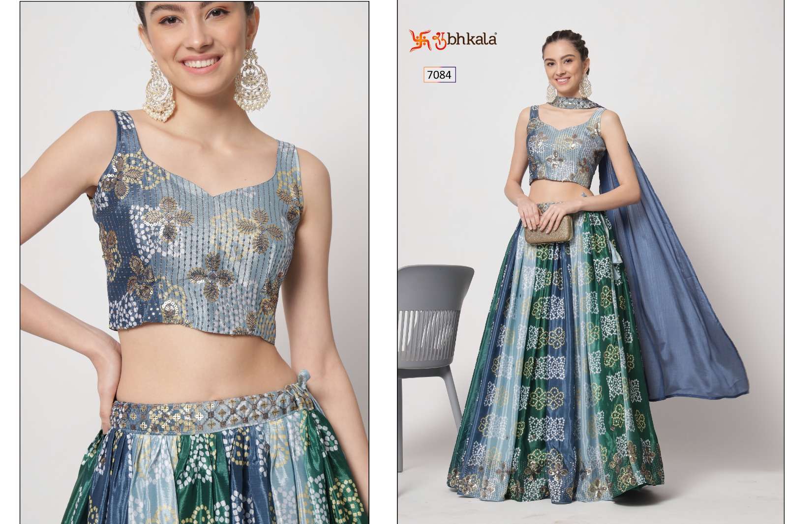 Shubhkala Vol-12 By Shubhkala 7081 To 7089 Series Bridal Wear Collection Beautiful Stylish Colorful Fancy Party Wear & Occasional Wear Chinnon Silk Lehengas At Wholesale Price