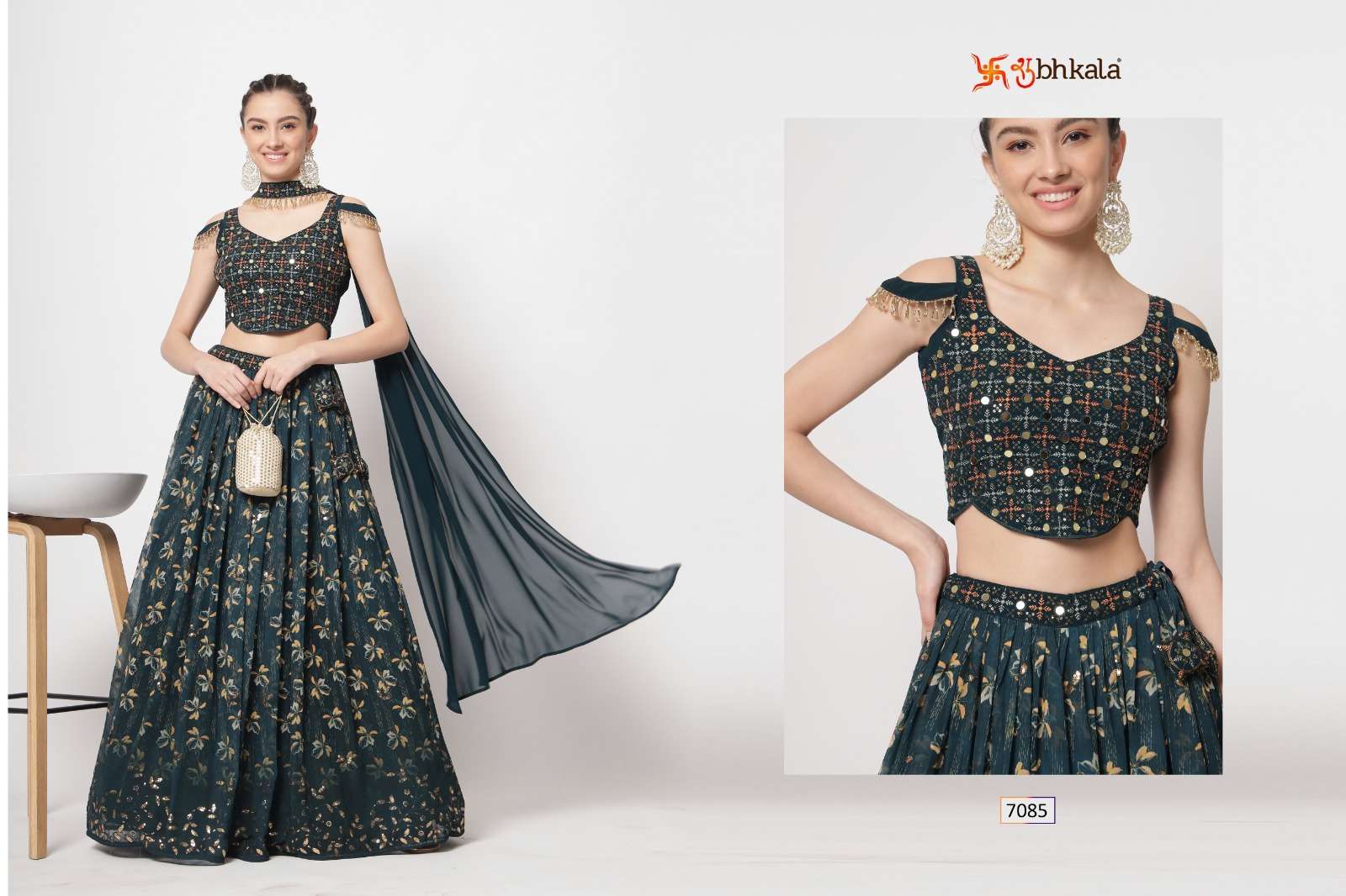 Shubhkala Vol-12 By Shubhkala 7081 To 7089 Series Bridal Wear Collection Beautiful Stylish Colorful Fancy Party Wear & Occasional Wear Chinnon Silk Lehengas At Wholesale Price