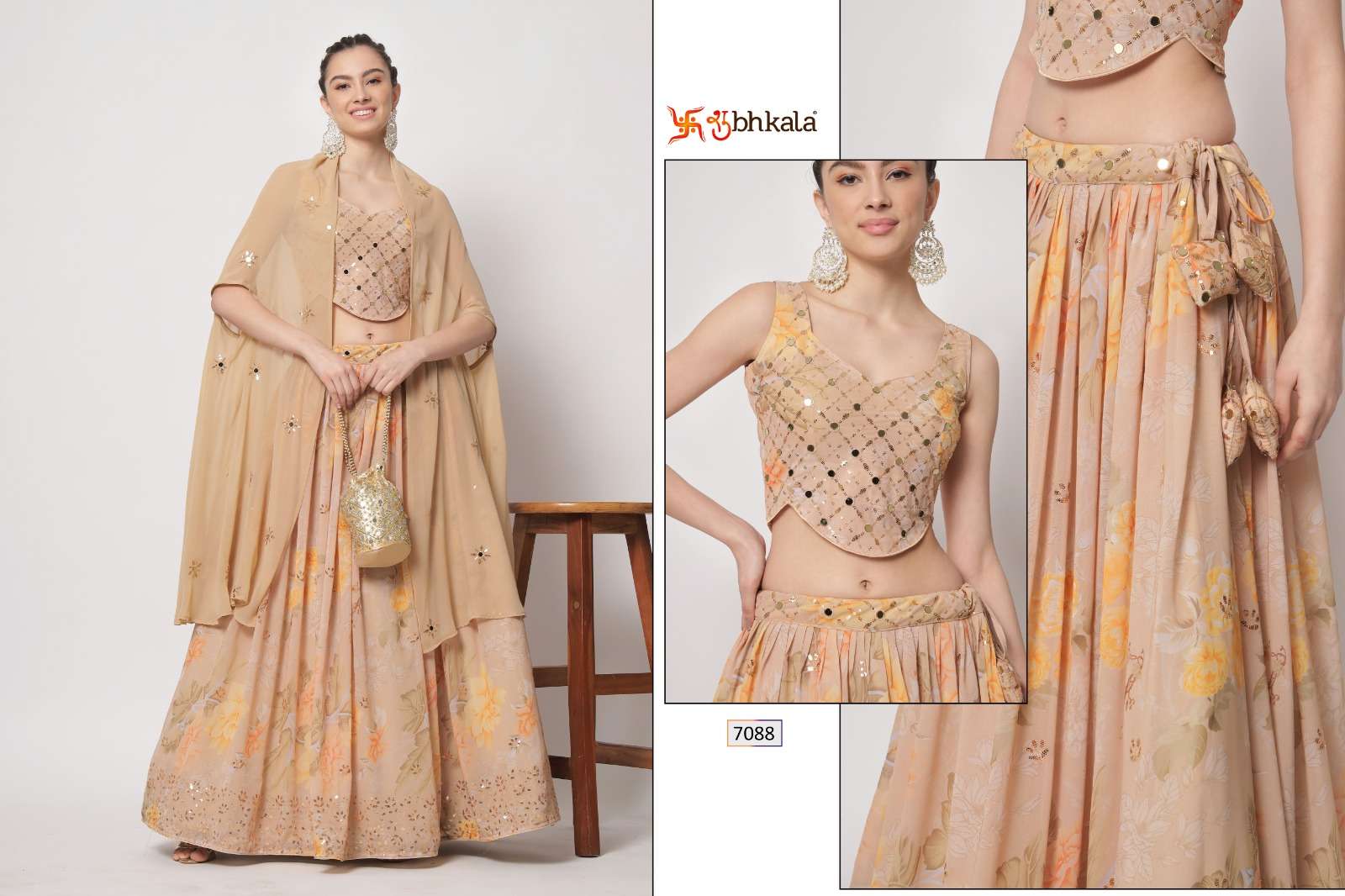 Shubhkala Vol-12 By Shubhkala 7081 To 7089 Series Bridal Wear Collection Beautiful Stylish Colorful Fancy Party Wear & Occasional Wear Chinnon Silk Lehengas At Wholesale Price
