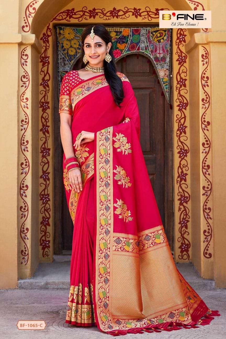 Aarzoo By Bfine 1065-A To 1065-D Series Indian Traditional Wear Collection Beautiful Stylish Fancy Colorful Party Wear & Occasional Wear Silk Sarees At Wholesale Price