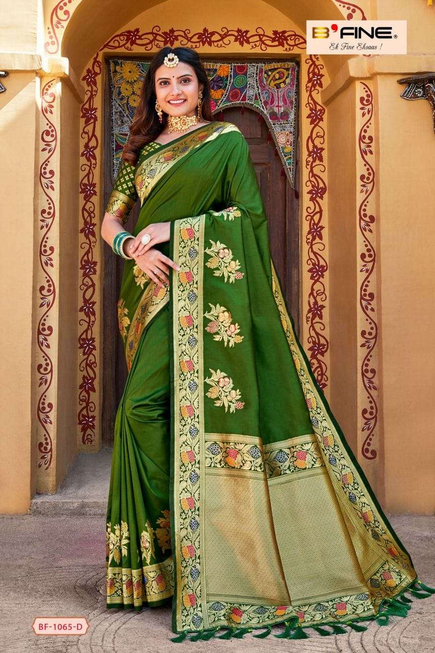Aarzoo By Bfine 1065-A To 1065-D Series Indian Traditional Wear Collection Beautiful Stylish Fancy Colorful Party Wear & Occasional Wear Silk Sarees At Wholesale Price