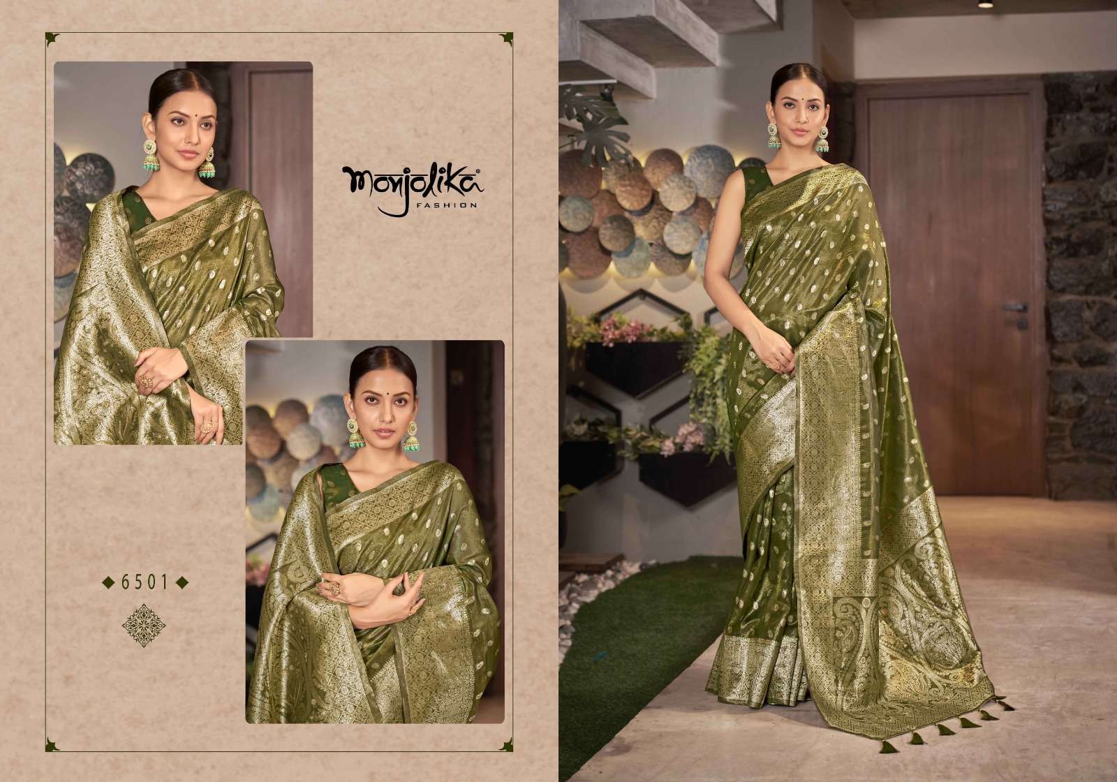 Mahisha By Monjolika 6501 To 6505 Series Indian Traditional Wear Collection Beautiful Stylish Fancy Colorful Party Wear & Occasional Wear Silk Sarees At Wholesale Price