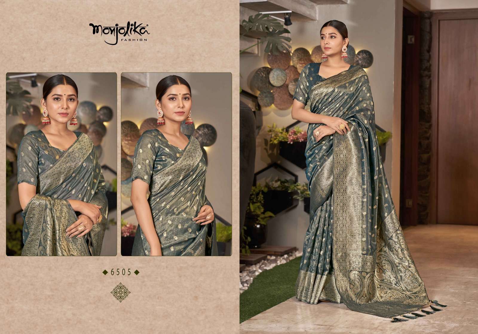 Mahisha By Monjolika 6501 To 6505 Series Indian Traditional Wear Collection Beautiful Stylish Fancy Colorful Party Wear & Occasional Wear Silk Sarees At Wholesale Price