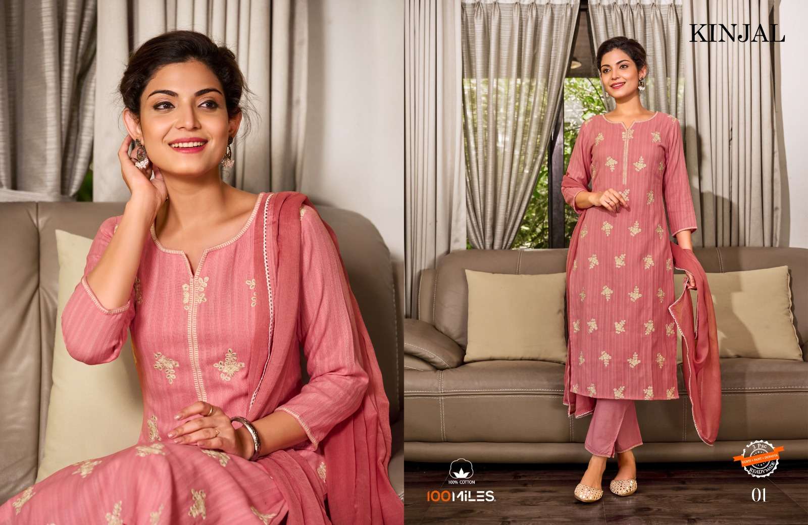 Kinjal By 100 Miles 01 To 04 Series Designer Festive Suits Beautiful Fancy Colorful Stylish Party Wear & Occasional Wear Pure Cotton Dresses At Wholesale Price