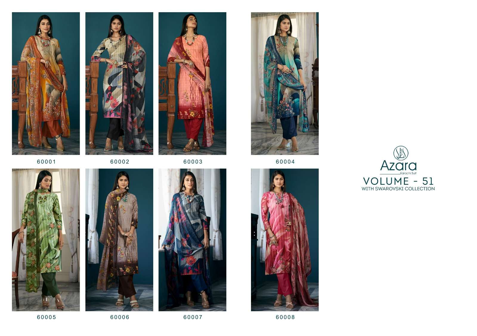 Azara Vol-51 By Radhika Fashion 60001 To 60008 Series Beautiful Stylish Festive Suits Fancy Colorful Casual Wear & Ethnic Wear & Ready To Wear Pure Cambric Cotton Print Dresses At Wholesale Price