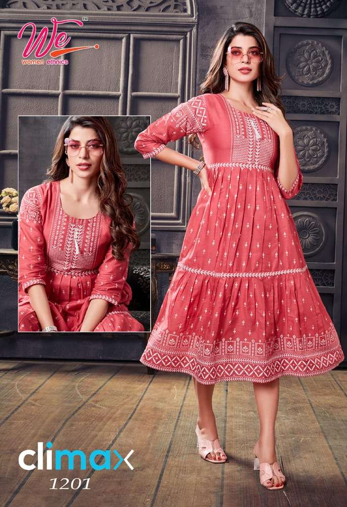 Climax By Women Ethnics 1201 To 1206 Series Beautiful Stylish Fancy Colorful Casual Wear & Ethnic Wear Mal Cotton Kurtis At Wholesale Price