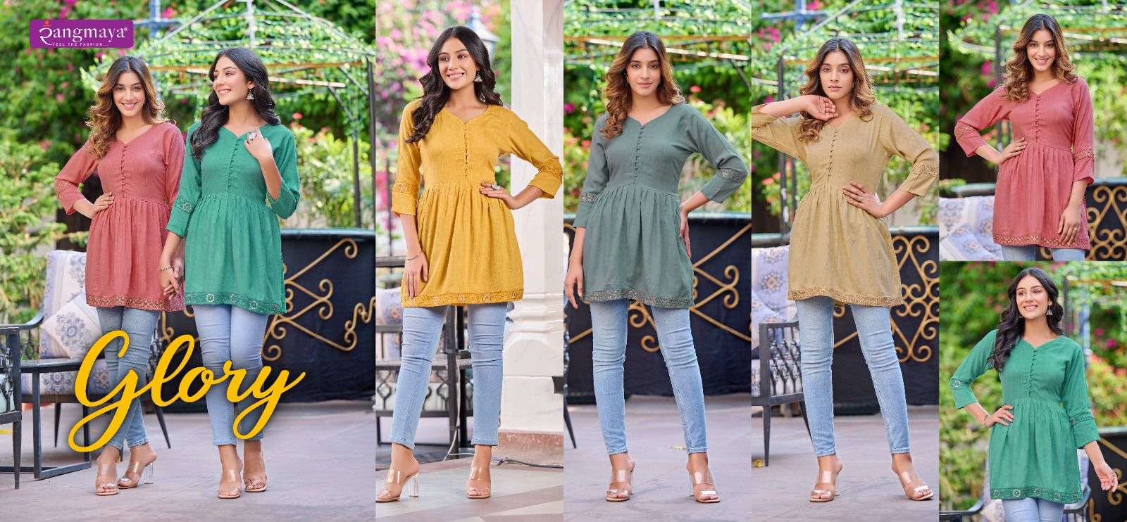 Glory By Rangmaya 101 To 105 Series Beautiful Stylish Fancy Colorful Casual Wear & Ethnic Wear Imported Tops At Wholesale Price