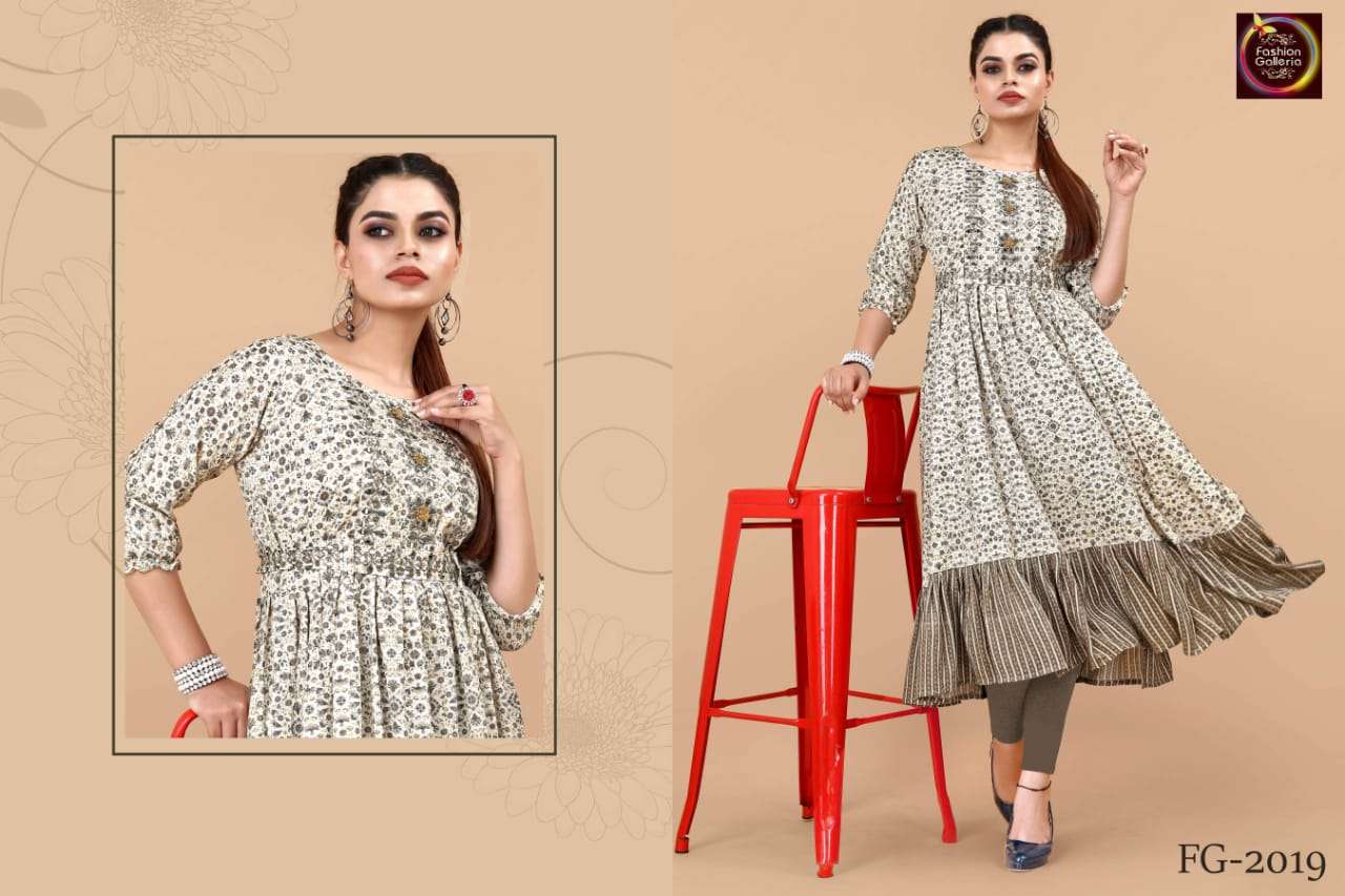 Anarkali By Fashion Galleria 2019 To 2022 Series Beautiful Stylish Fancy Colorful Casual Wear & Ethnic Wear Rayon Embroidered Kurtis At Wholesale Price