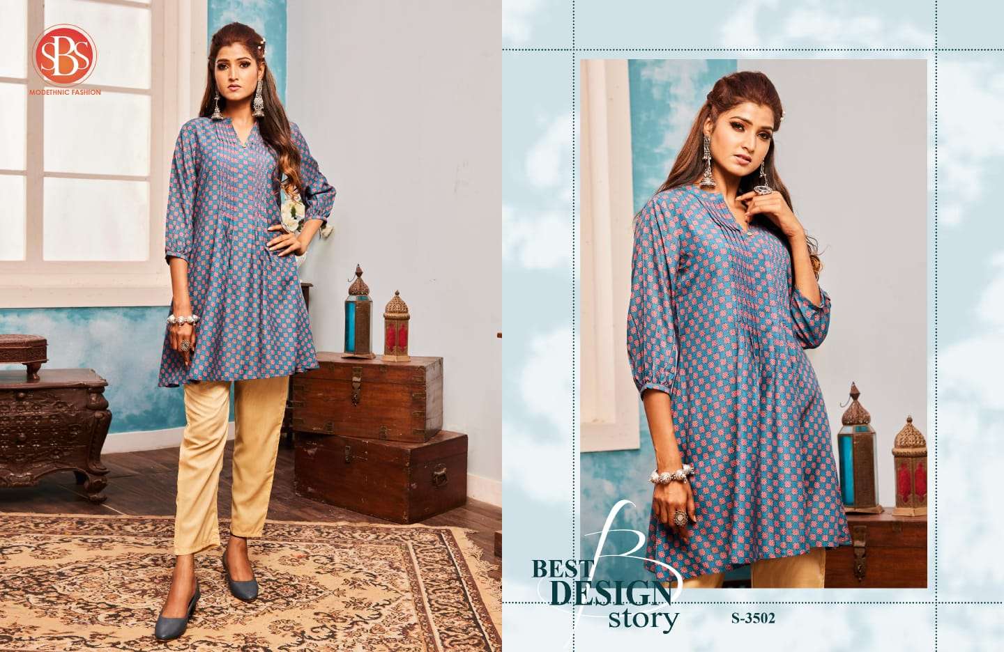 Saisha Vol-2 By Sbs 3501 To 3504 Series Beautiful Stylish Fancy Colorful Casual Wear & Ethnic Wear Muslin Kurtis At Wholesale Price