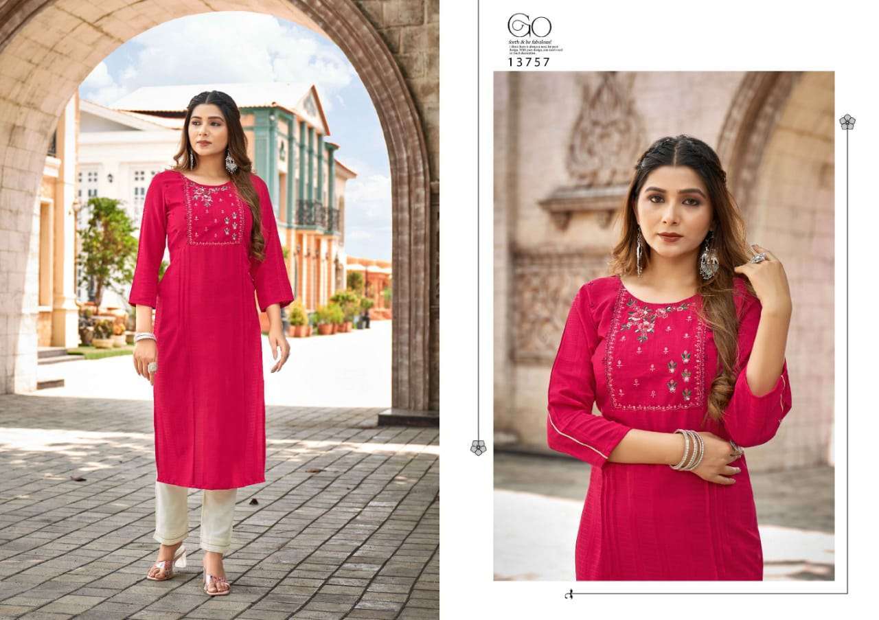 Noori By Kalaroop 13756 To 13761 Series Beautiful Stylish Fancy Colorful Casual Wear & Ethnic Wear Rayon Embroidered Kurtis At Wholesale Price