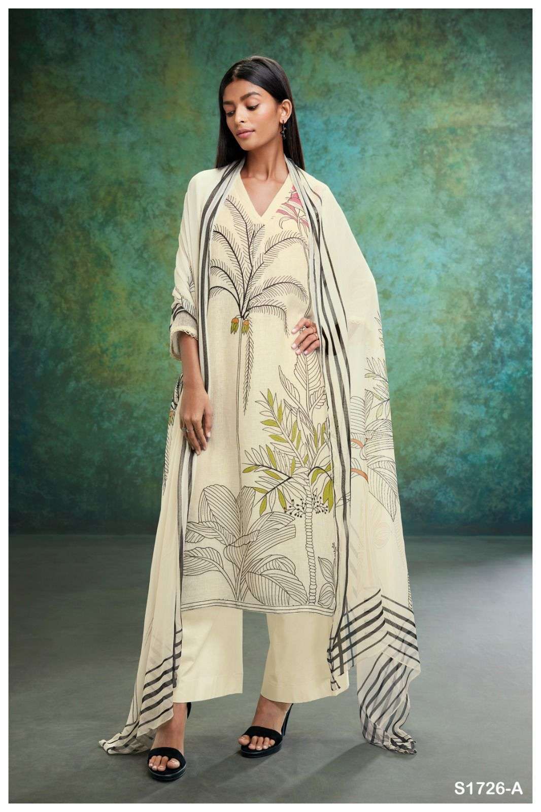 HIna-1726 By Ganga Fashion 1726-A To 1726-D Series Beautiful Suits Colorful Stylish Fancy Casual Wear & Ethnic Wear Premium Linen Dresses At Wholesale Price