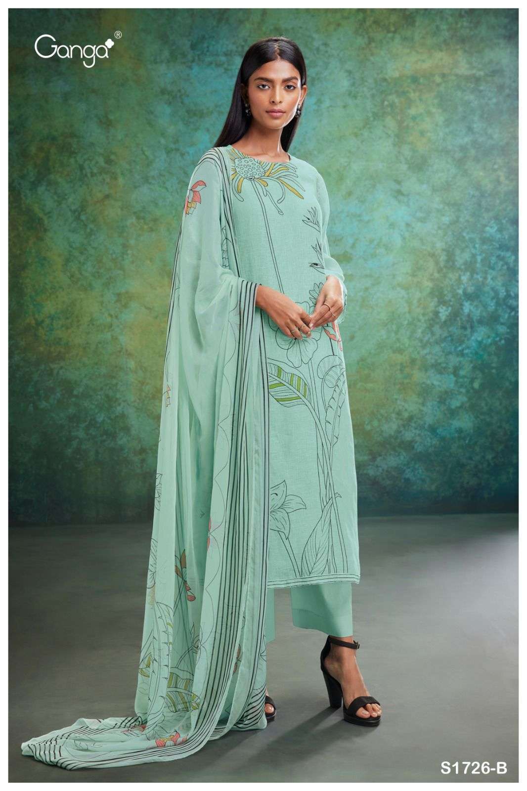 HIna-1726 By Ganga Fashion 1726-A To 1726-D Series Beautiful Suits Colorful Stylish Fancy Casual Wear & Ethnic Wear Premium Linen Dresses At Wholesale Price