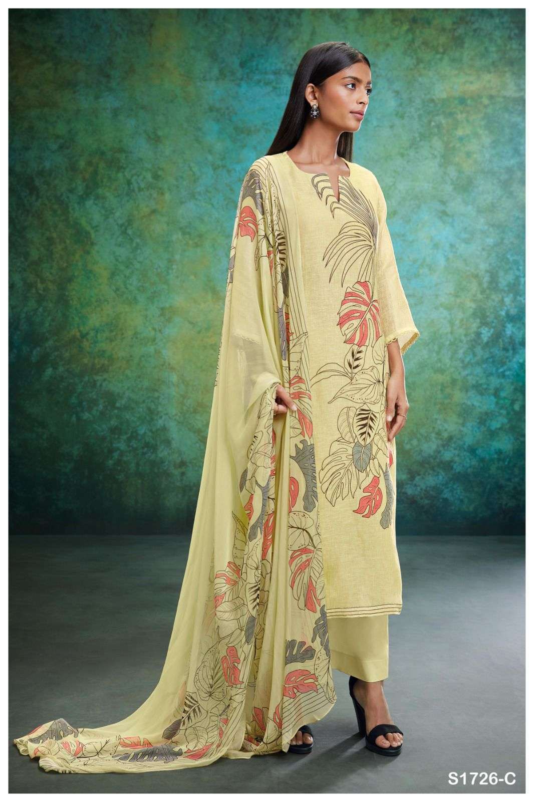HIna-1726 By Ganga Fashion 1726-A To 1726-D Series Beautiful Suits Colorful Stylish Fancy Casual Wear & Ethnic Wear Premium Linen Dresses At Wholesale Price