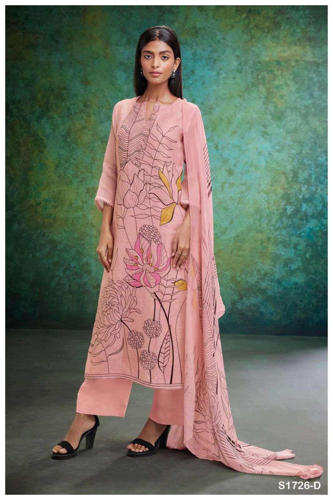 HIna-1726 By Ganga Fashion 1726-A To 1726-D Series Beautiful Suits Colorful Stylish Fancy Casual Wear & Ethnic Wear Premium Linen Dresses At Wholesale Price