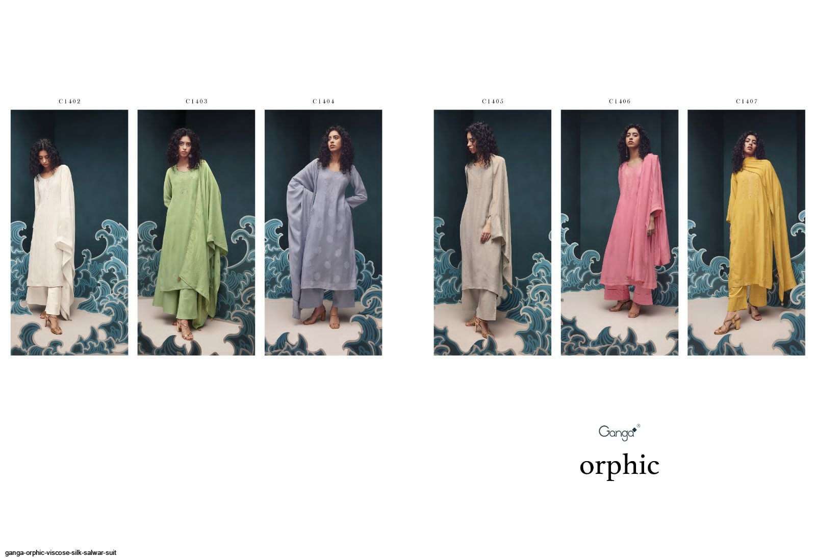 Orphic By Ganga Fashion 1402 To 1407 Series Beautiful Suits Colorful Stylish Fancy Casual Wear & Ethnic Wear Premium Viscose Silk Dresses At Wholesale Price
