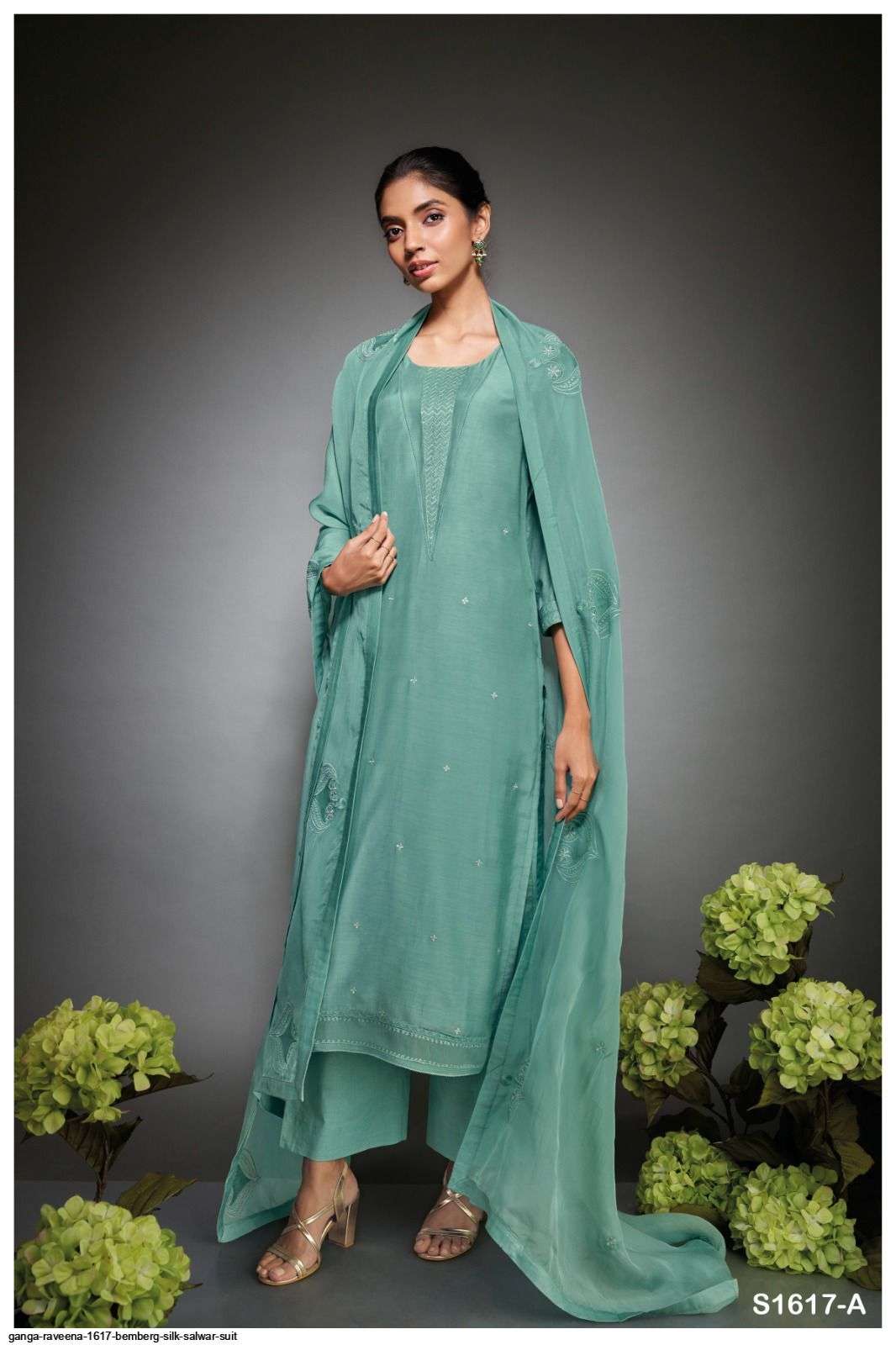 Raveena-1617 By Ganga Fashion 1617-A To 1617-B Series Beautiful Suits Colorful Stylish Fancy Casual Wear & Ethnic Wear Bemberg Silk Dresses At Wholesale Price
