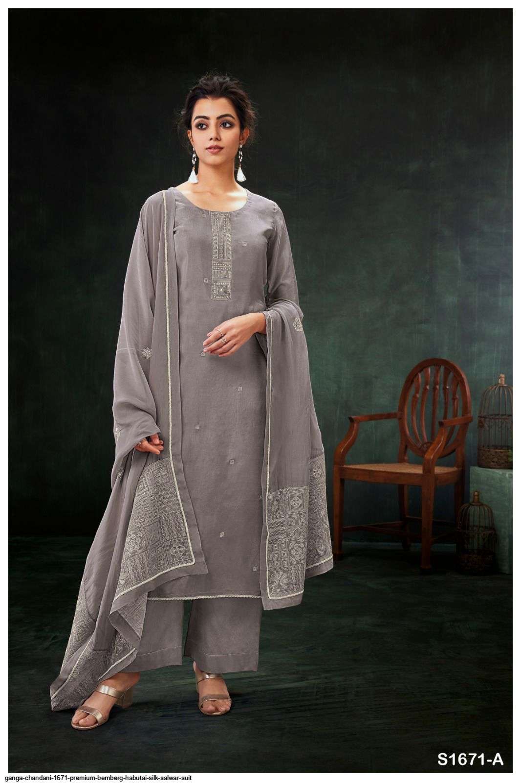 Chandni-1671 By Ganga Fashion 1671-A To 1671-B Series Beautiful Suits Colorful Stylish Fancy Casual Wear & Ethnic Wear Bemberg Silk Dresses At Wholesale Price