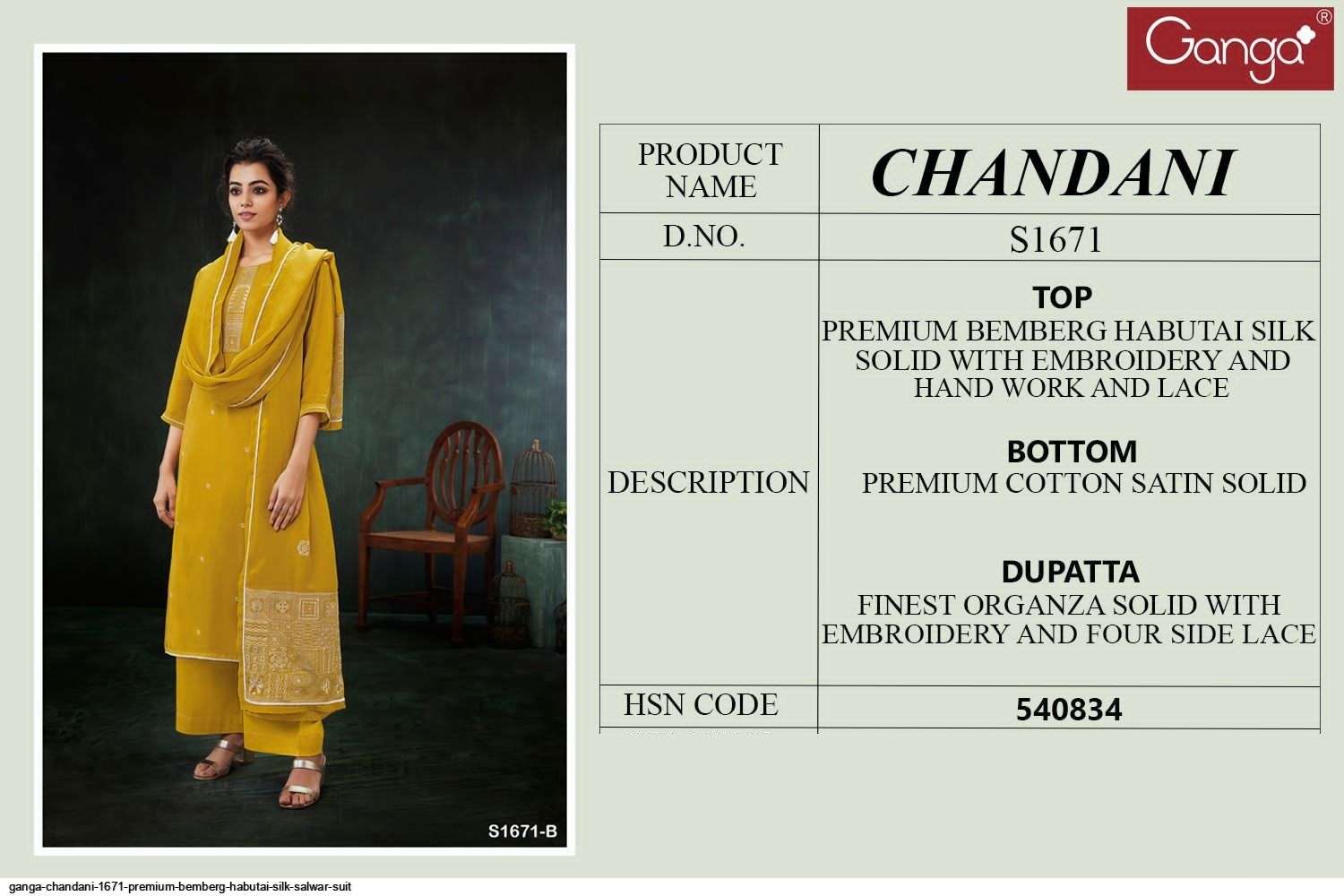 Chandni-1671 By Ganga Fashion 1671-A To 1671-B Series Beautiful Suits Colorful Stylish Fancy Casual Wear & Ethnic Wear Bemberg Silk Dresses At Wholesale Price