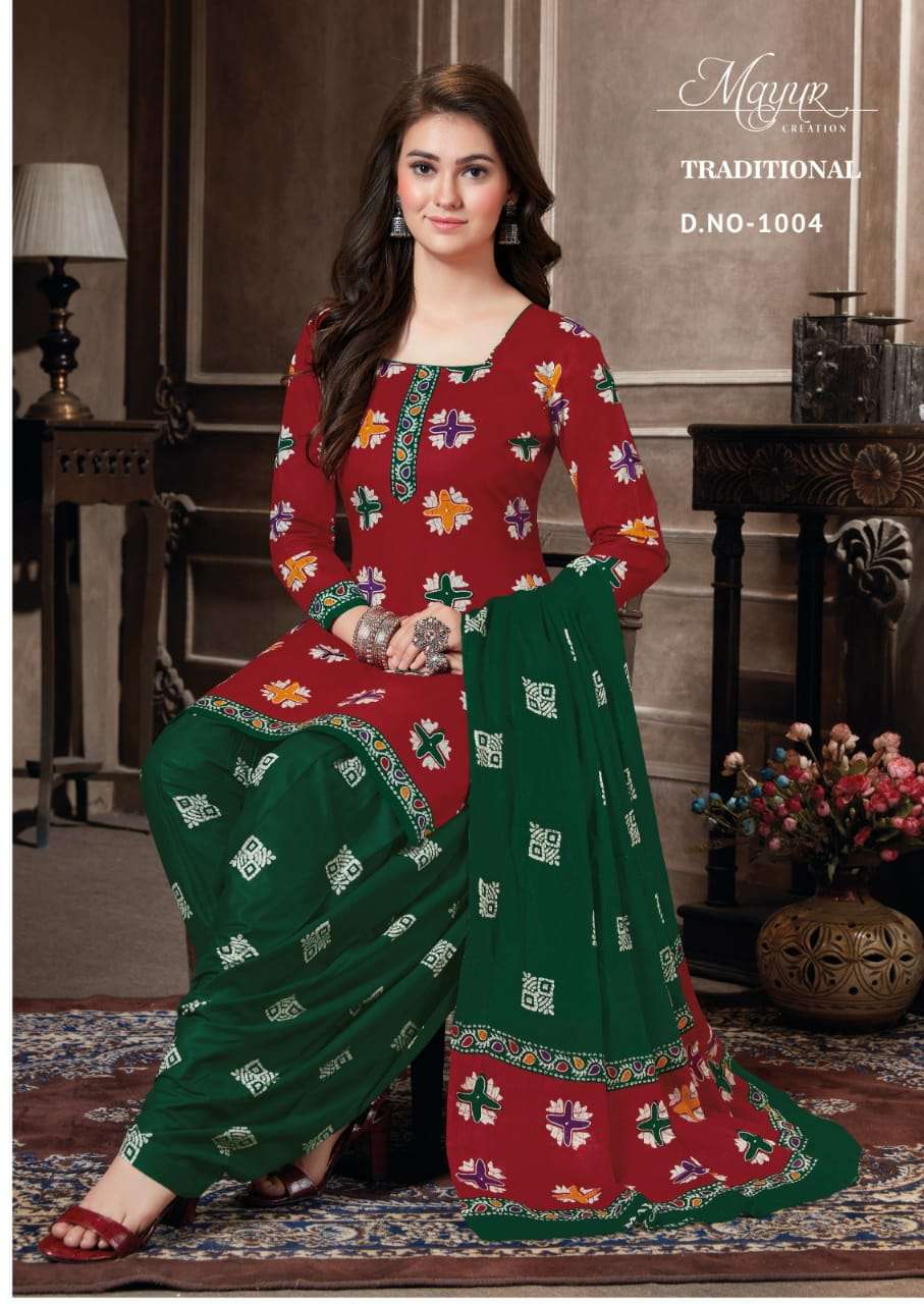 Traditional Vol-1 By Mayur Creation 1001 To 1010 Series Beautiful Suits Colorful Stylish Fancy Casual Wear & Ethnic Wear Fancy Dresses At Wholesale Price