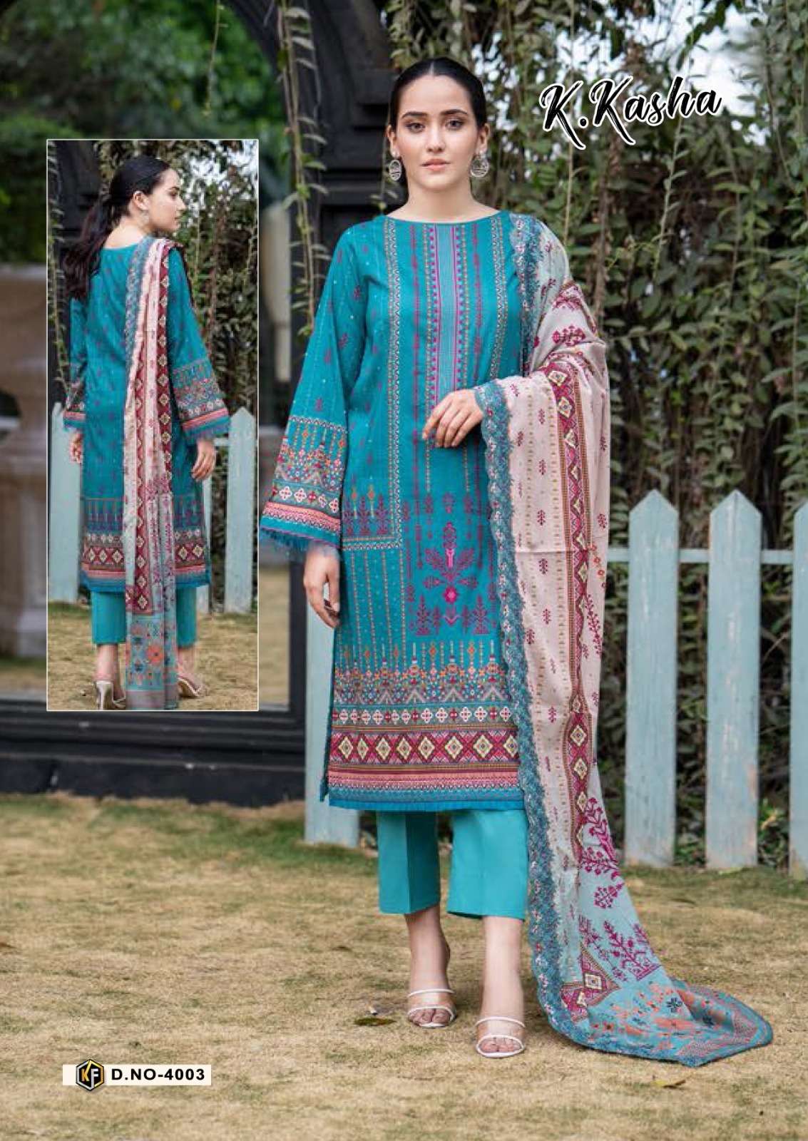 K.Kasha Vol-4 By Keval Fab 4001 To 4006 Series Designer Festive Suits Beautiful Stylish Fancy Colorful Party Wear & Occasional Wear Pure Cotton Print Dresses At Wholesale Price