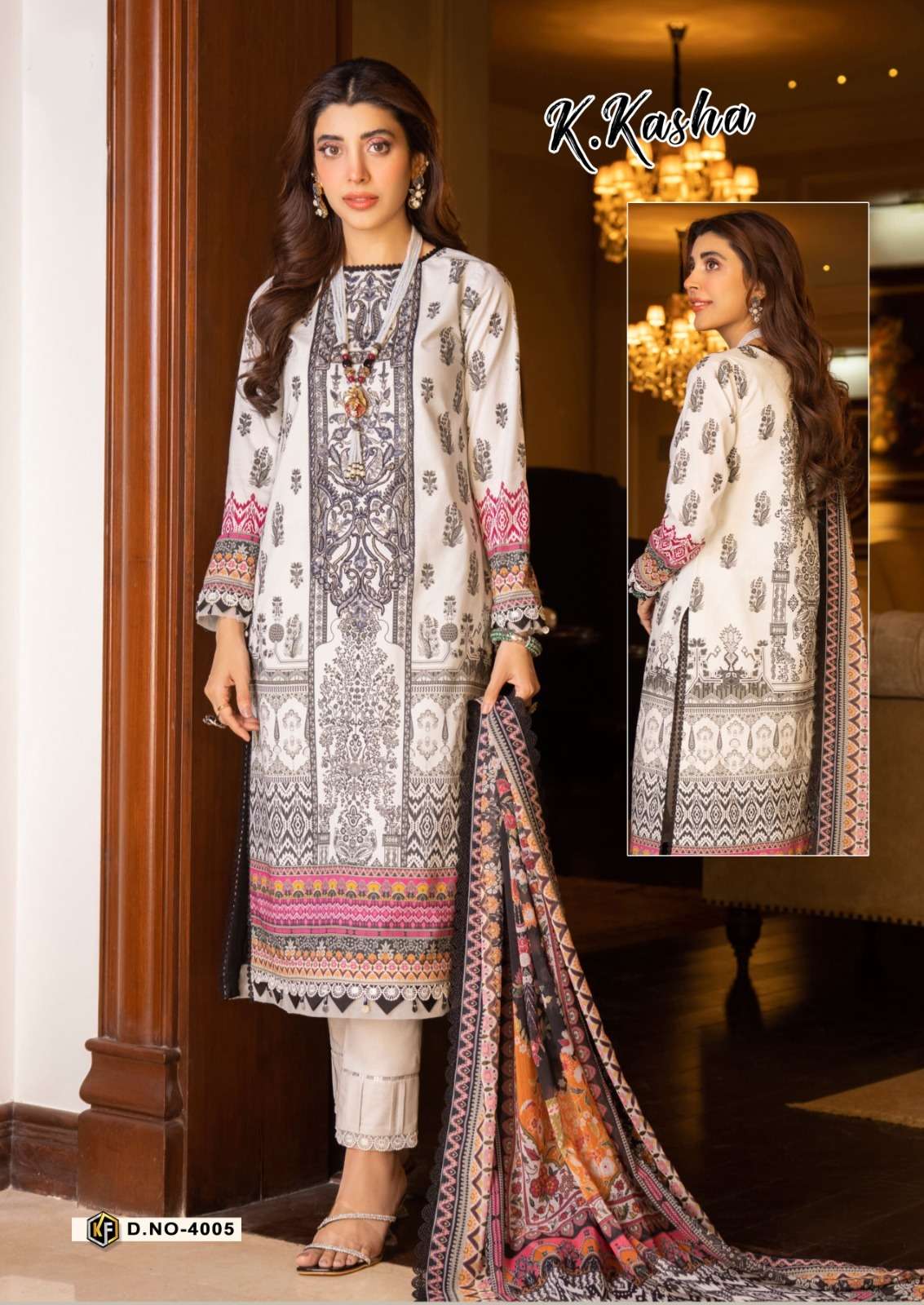 K.Kasha Vol-4 By Keval Fab 4001 To 4006 Series Designer Festive Suits Beautiful Stylish Fancy Colorful Party Wear & Occasional Wear Pure Cotton Print Dresses At Wholesale Price