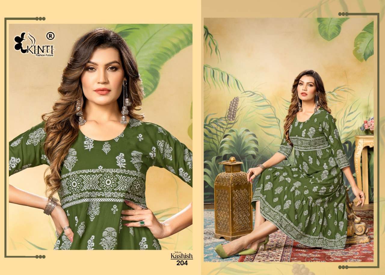 Kashish Vol-2 By Kinti 201 To 208 Series Beautiful Stylish Fancy Colorful Casual Wear & Ethnic Wear Rayon Print Kurtis At Wholesale Price