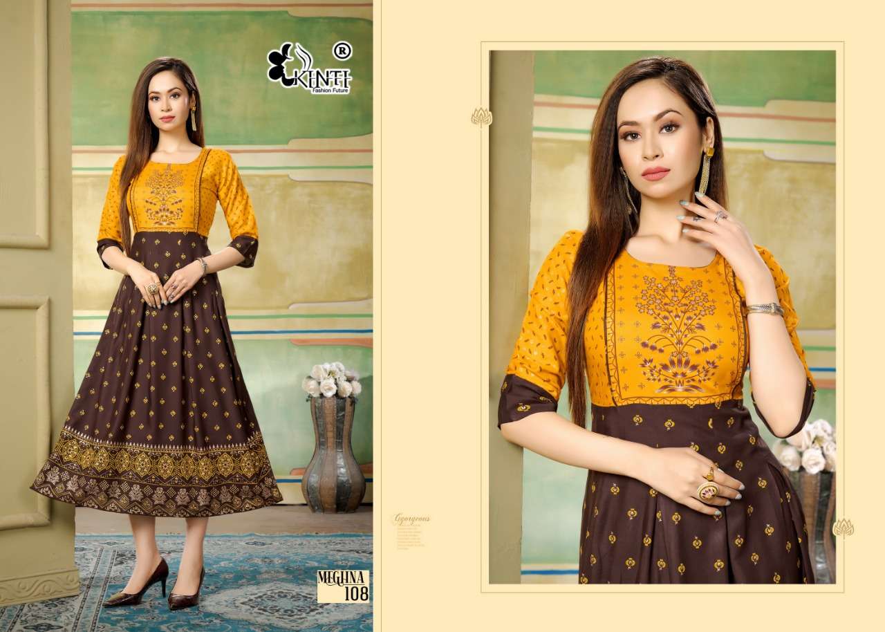 Meghna By Kinti 101 To 108 Series Designer Stylish Fancy Colorful Beautiful Party Wear & Ethnic Wear Collection Heavy Rayon Print Kurtis At Wholesale Price