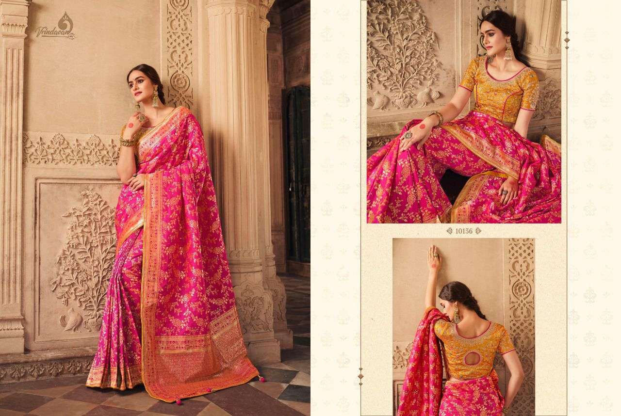 Vrindavan Hit Design 10156 By Vrindavan Indian Traditional Wear Collection Beautiful Stylish Fancy Colorful Party Wear & Occasional Wear Silk Sarees At Wholesale Price
