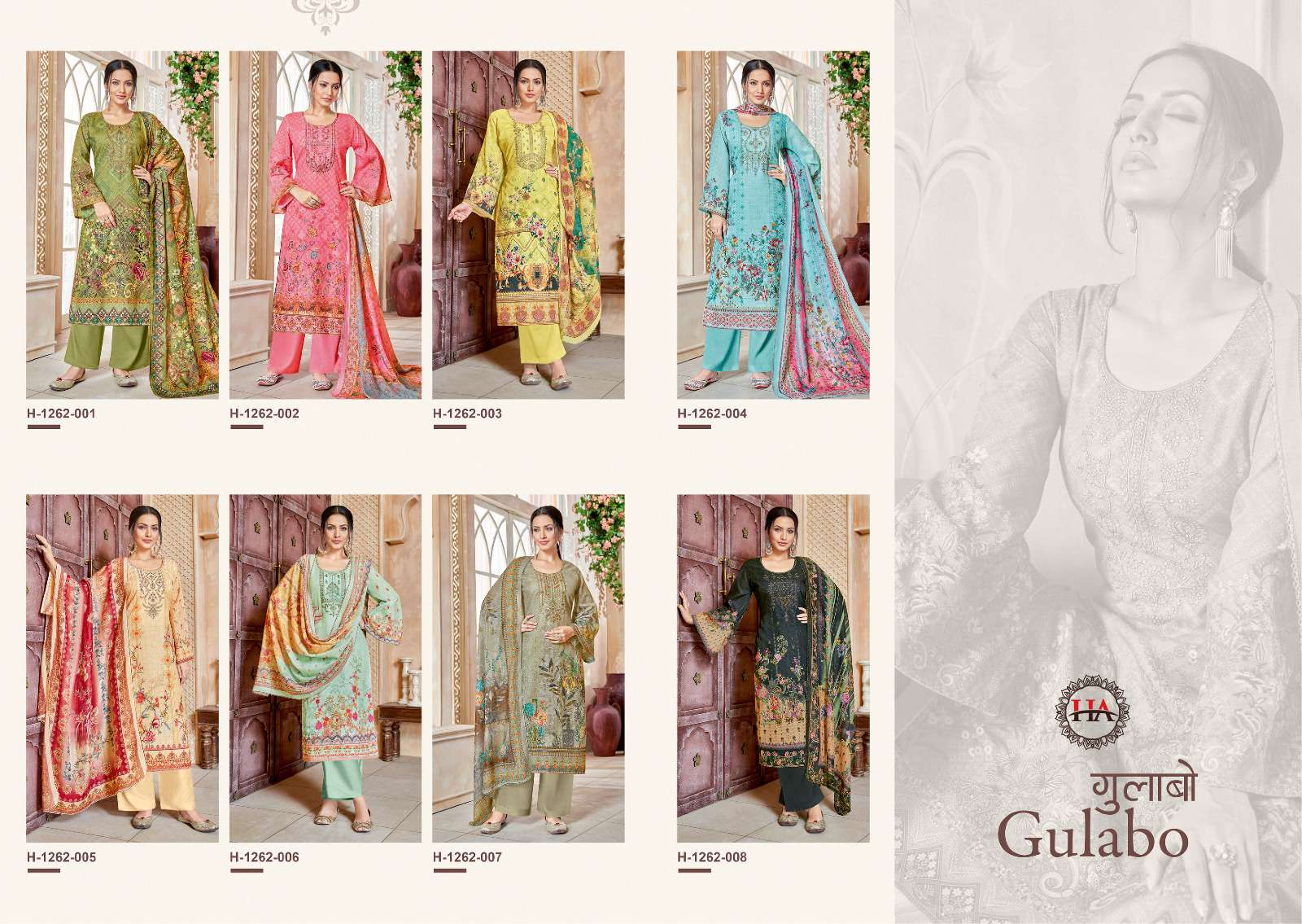 Gulabo By Harshit Fashion Hub 1262-001 To 1262-008 Series Beautiful Stylish Festive Suits Fancy Colorful Casual Wear & Ethnic Wear & Ready To Wear Pure Soft Cotton With Embroidery Dresses At Wholesale Price