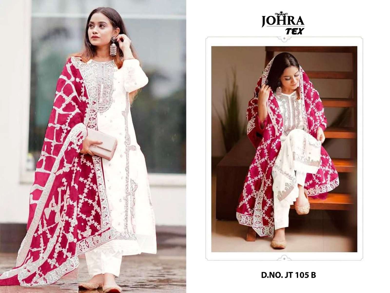 Johra Hit Design 105 Colours Nx By Johra Tex Beautiful Pakistani Suits Colorful Stylish Fancy Casual Wear & Ethnic Wear Heavy Organza Dresses At Wholesale Price